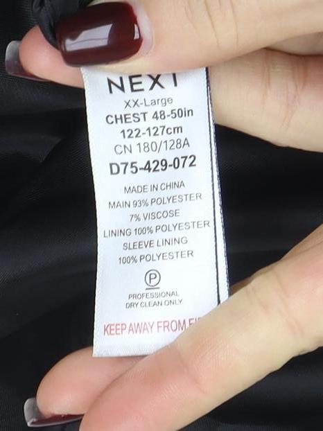 Next Mens Black 2XL Classic Mid-Length Overcoat - Image 5