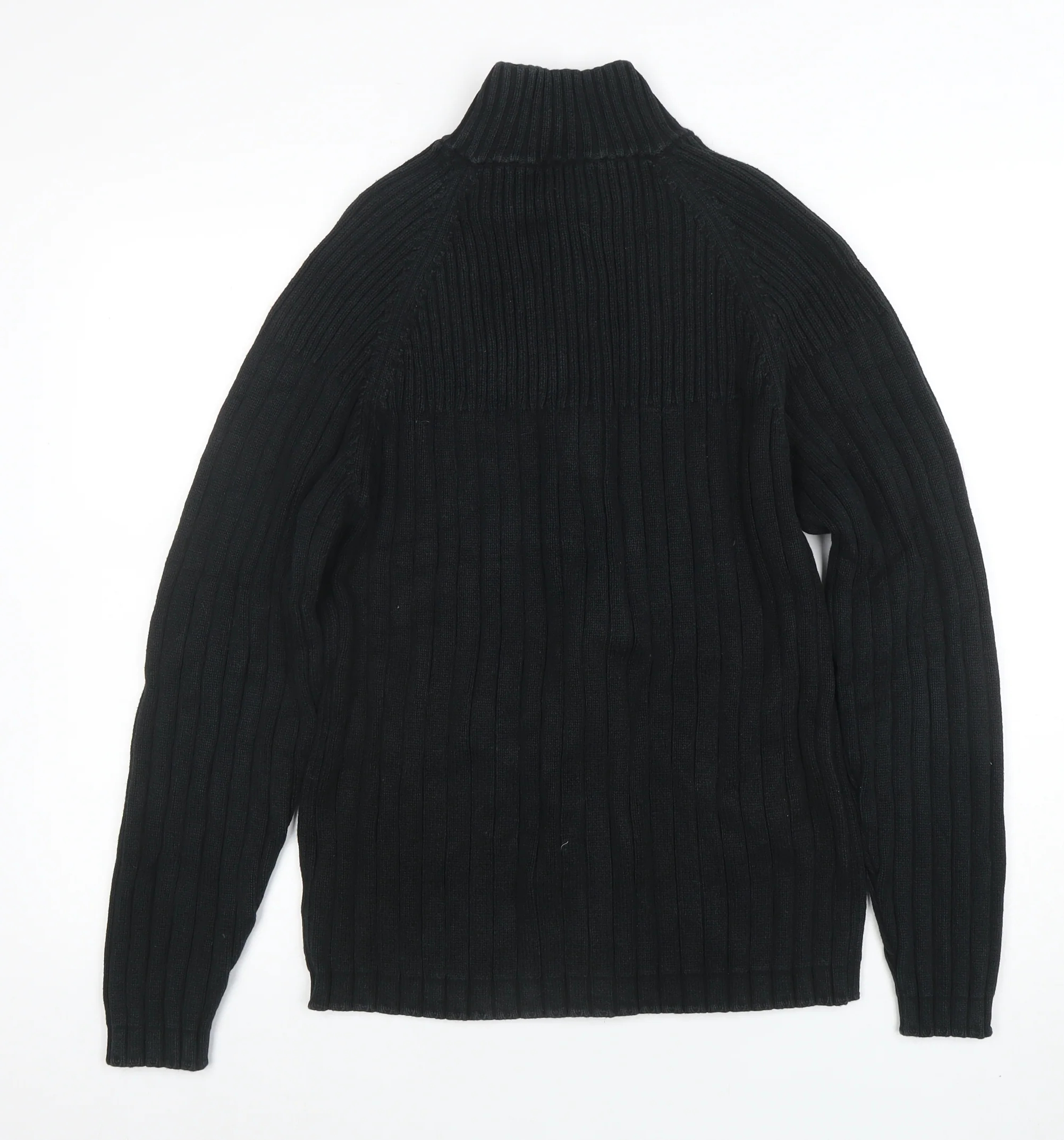 Next Men's Black Cotton Full Zip High Neck Jumper Size M - Image 3