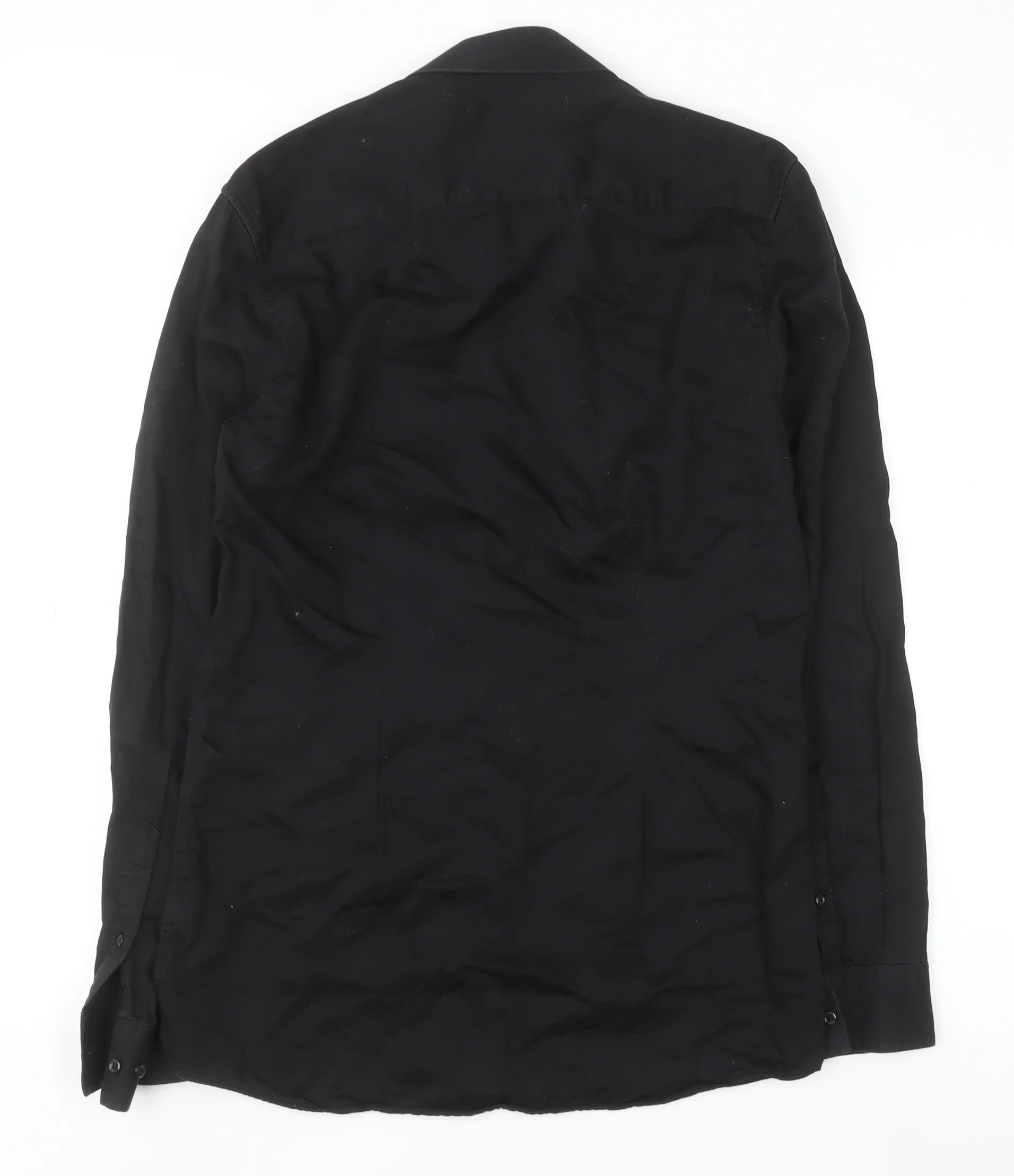 Next Men's Black Cotton Long Sleeve Button-Up Shirt Size 15 Classic Fit - Image 3