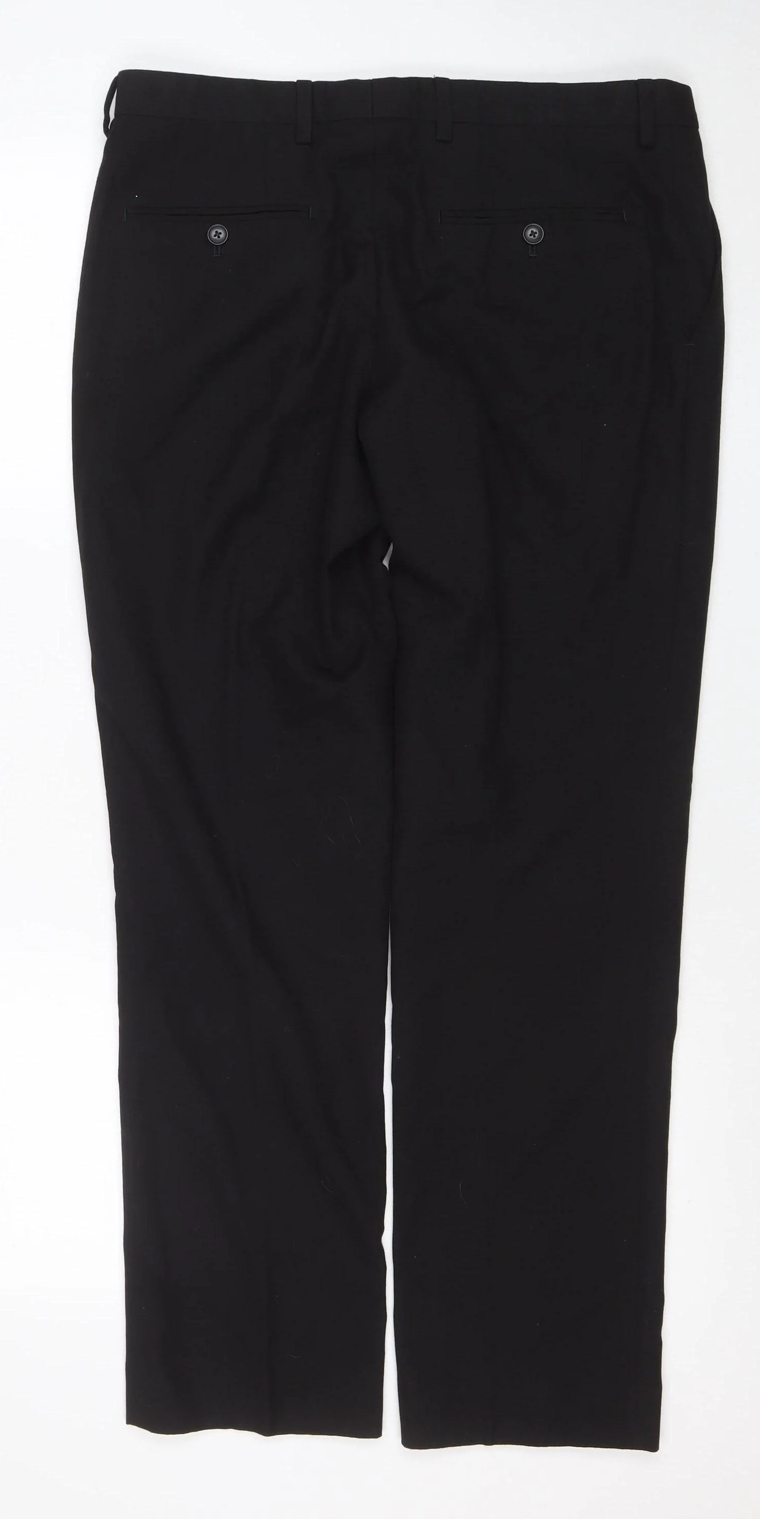 Next Men's Black Formal Trousers 34R Regular Fit Machine Washable - Image 3