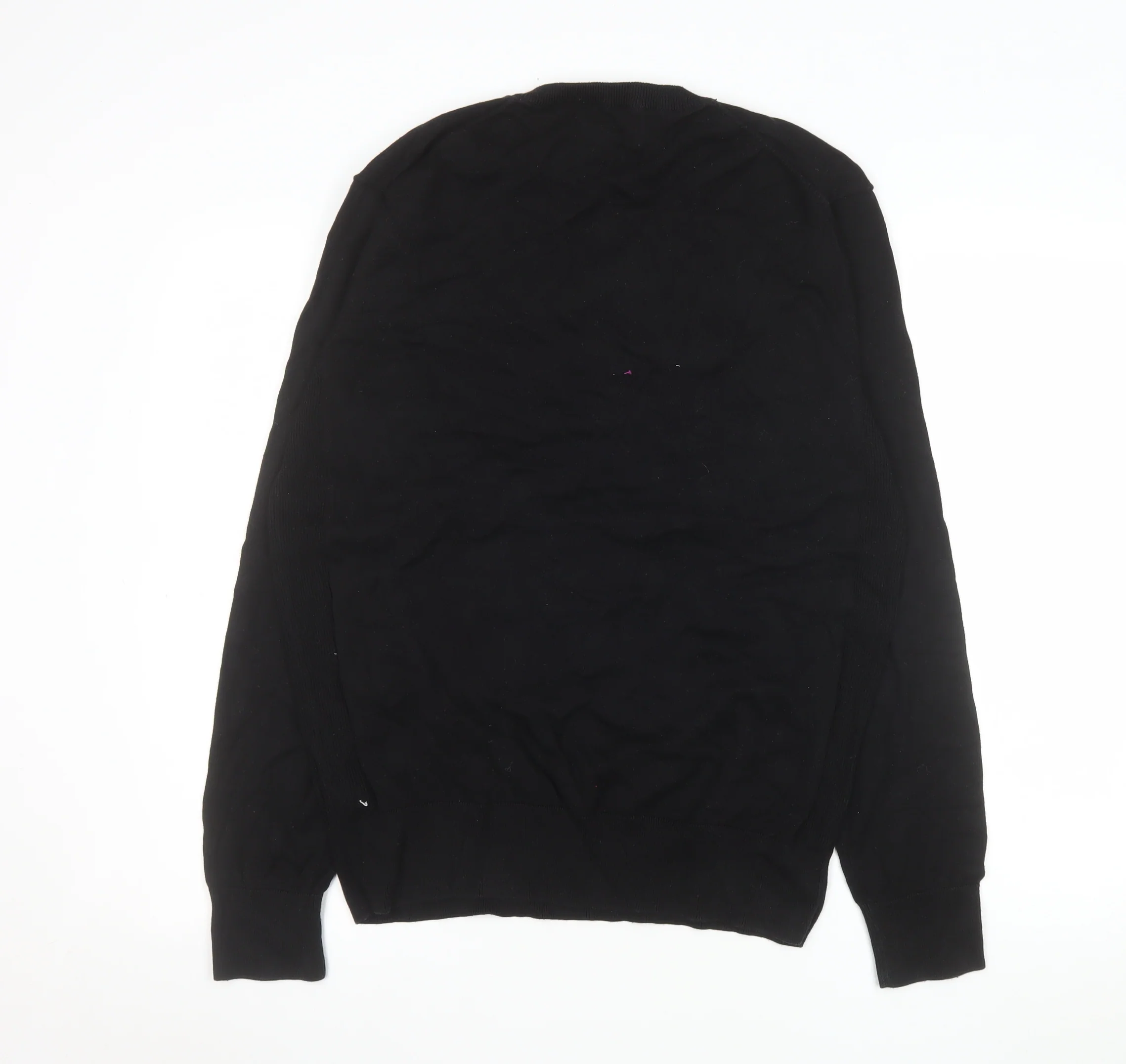 Next Men's Black L V-Neck Cotton Jumper Casual Knitwear - Image 3