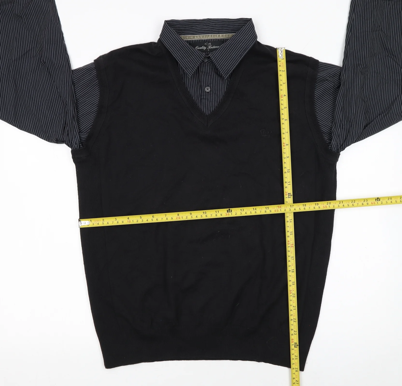 Next Men's Black V-Neck Pullover Jumper Size L Cotton Knit - Image 2