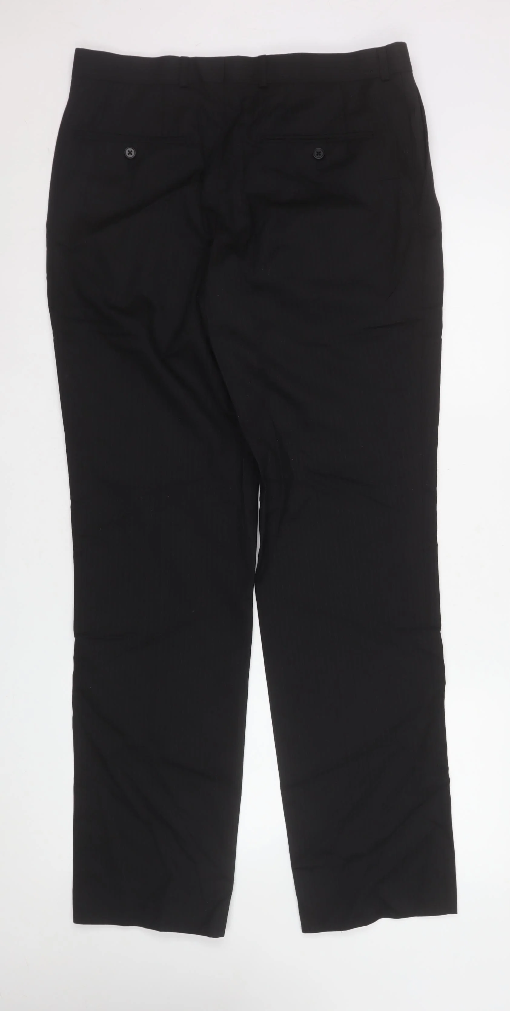 Next Men's Black Wool Blend 32L Formal Dress Trousers - Image 3
