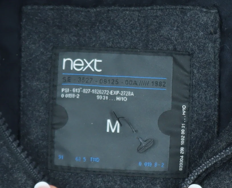 Next Men's Black Wool Blend Duffle Coat Size M Hooded Mid-Length Warm - Image 4