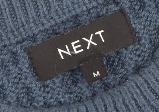 NEXT Men's Blue Cable-Knit Cotton Blend Crew Neck Jumper Medium - Image 4