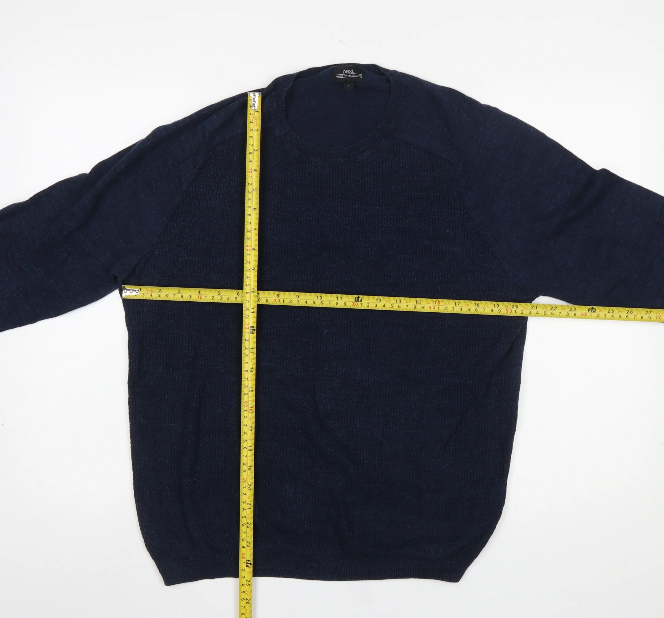 Next Men's Blue Cotton Crew Neck Pullover Jumper Size M - Image 2
