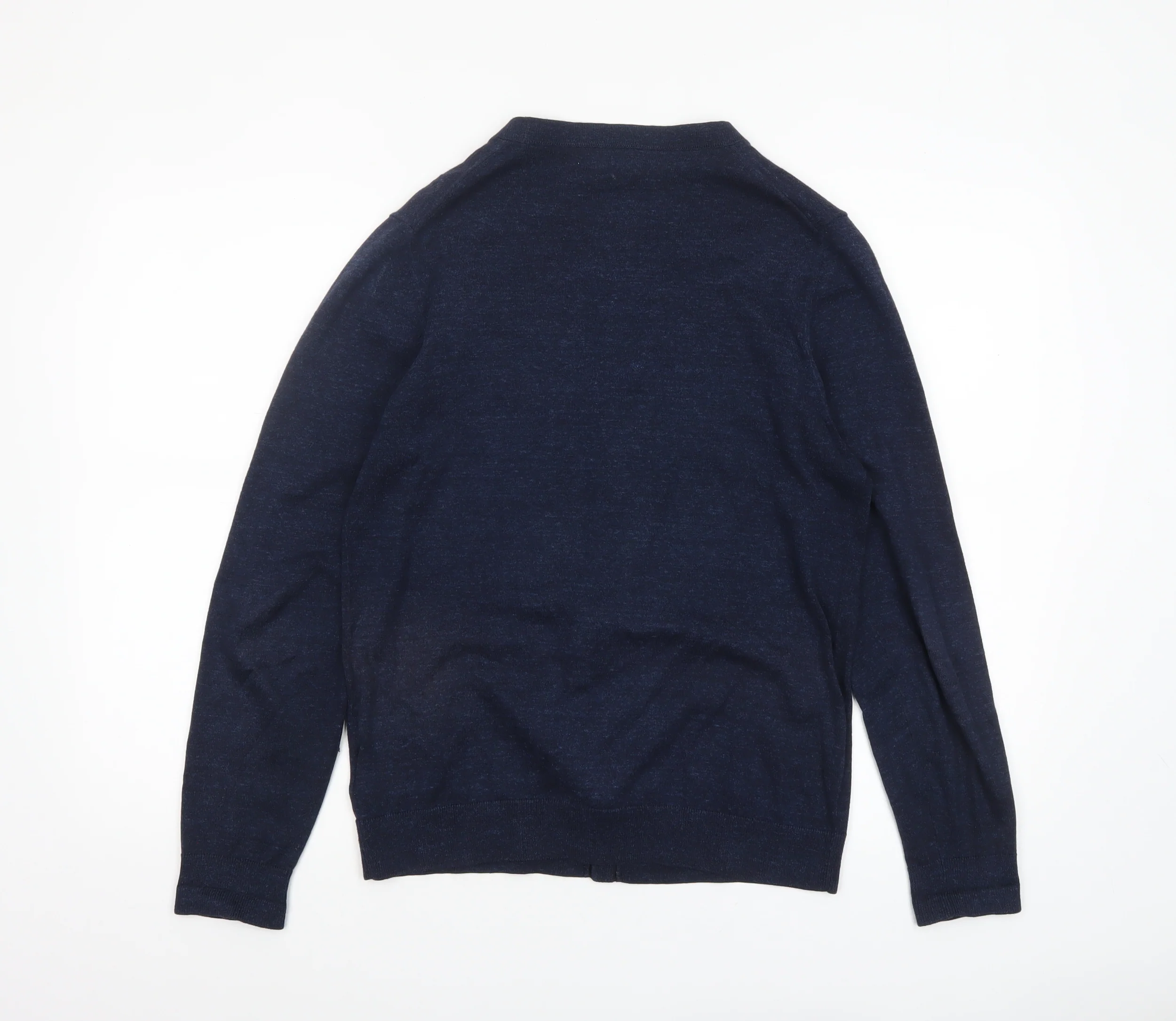 Next Men's Blue Cotton V-Neck Cardigan Size S Long Sleeve Knit - Image 3
