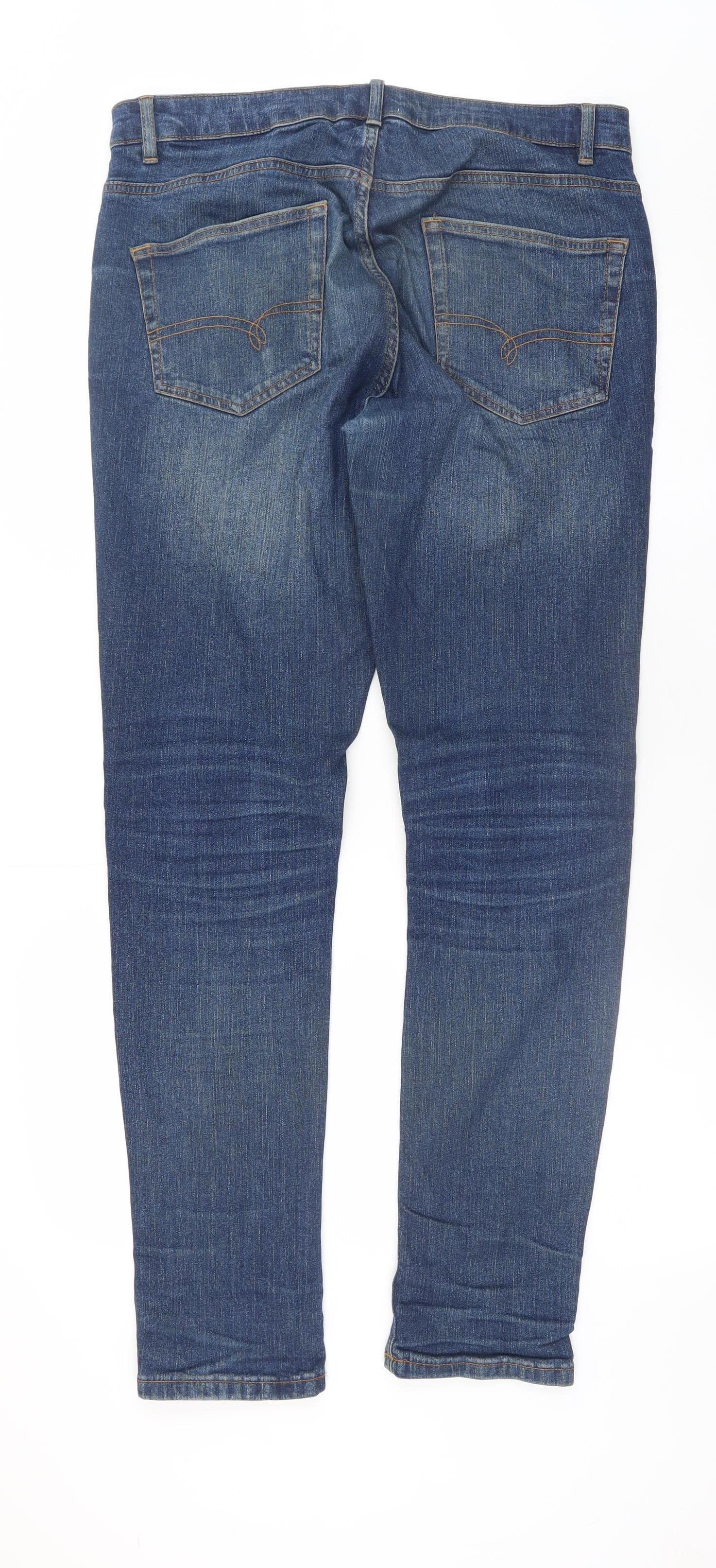 Next Men's Blue Straight Leg Denim Jeans 32W 33L Regular Fit - Image 3