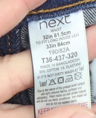 Next Men's Blue Straight Leg Denim Jeans 32W 33L Regular Fit - Image 4