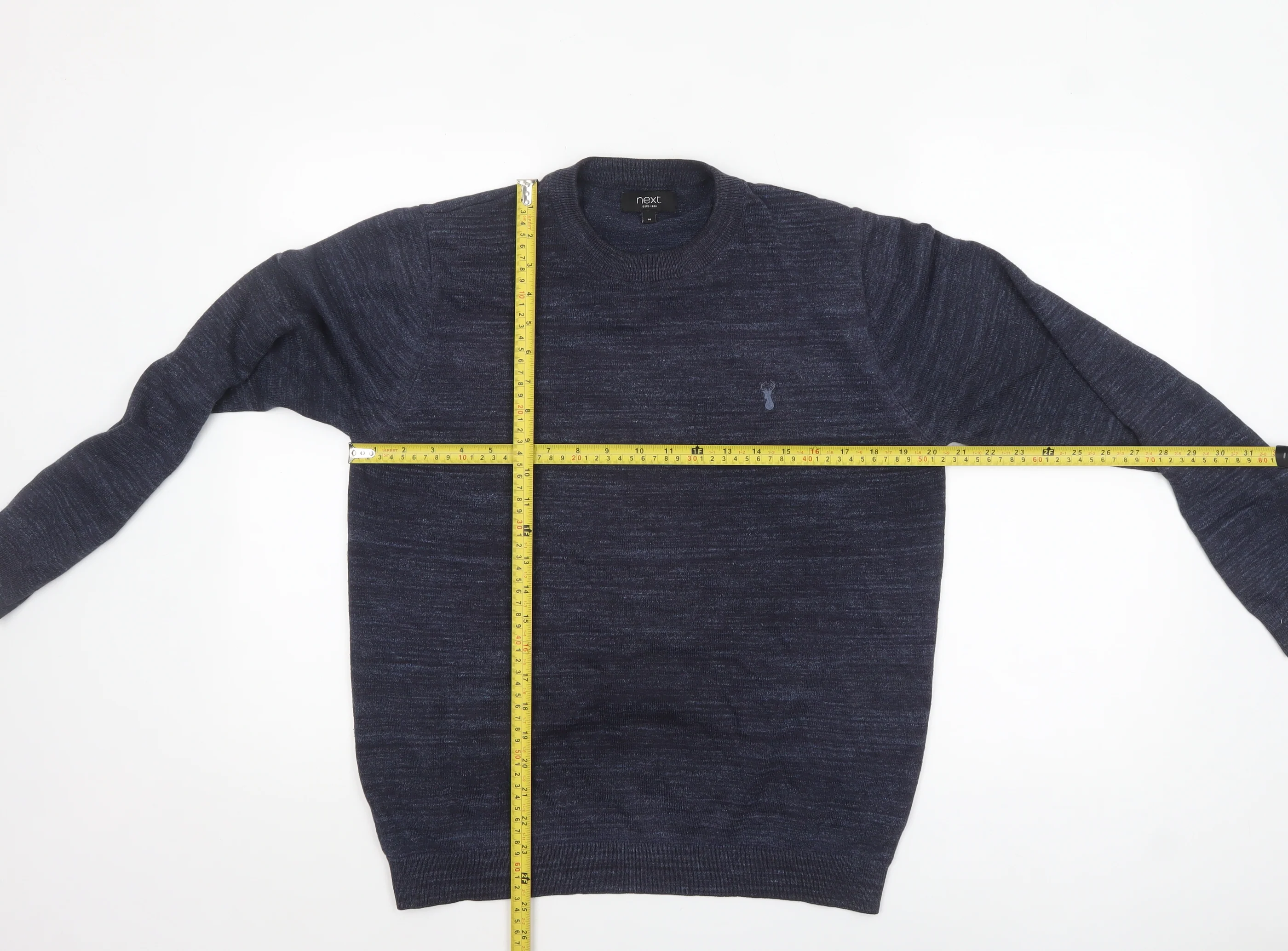 Next Men's Blue Wool Blend Crew Neck Jumper Size M - Image 2