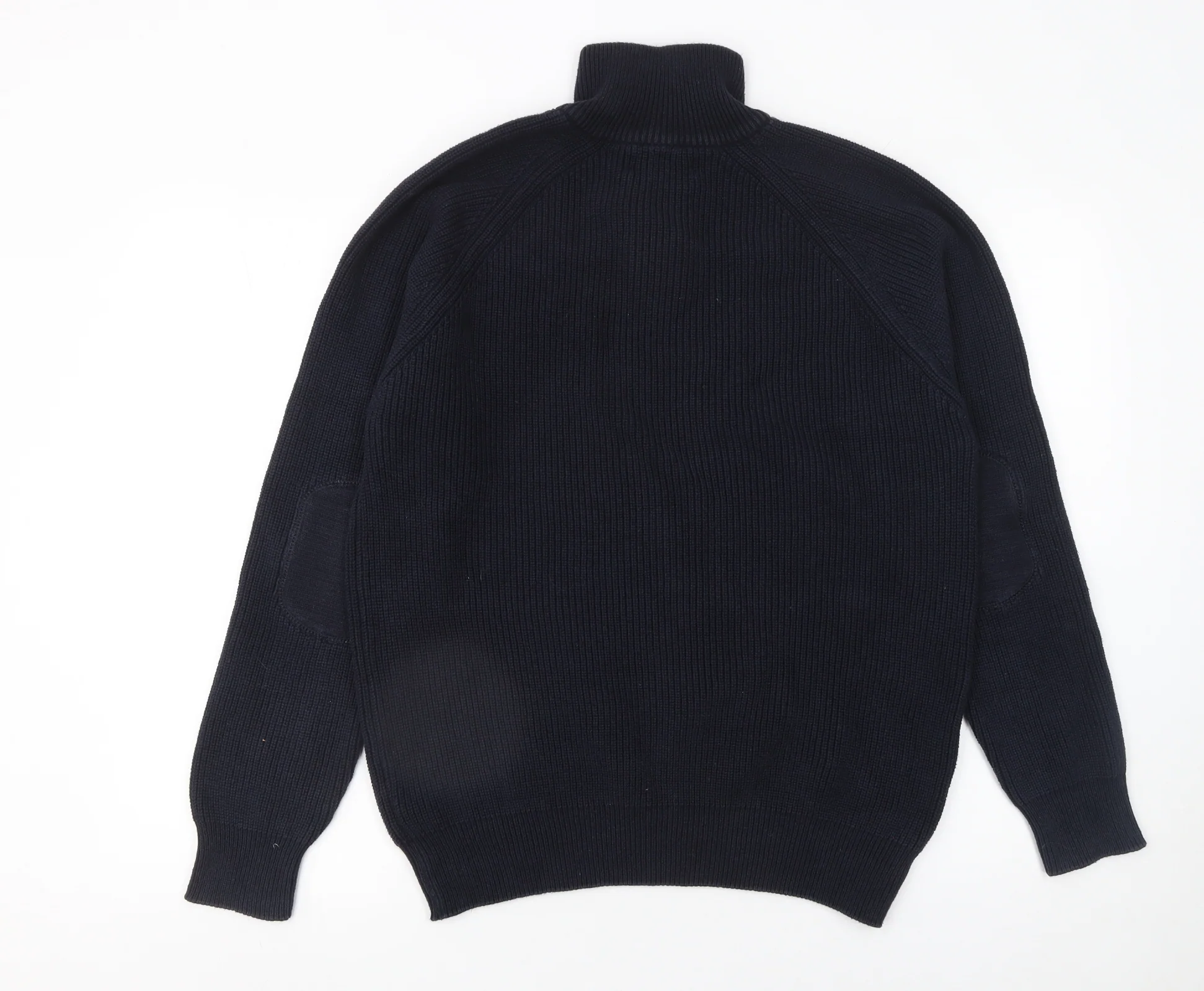 Next Men's Blue XL Henley High Neck Cotton Jumper - Image 3