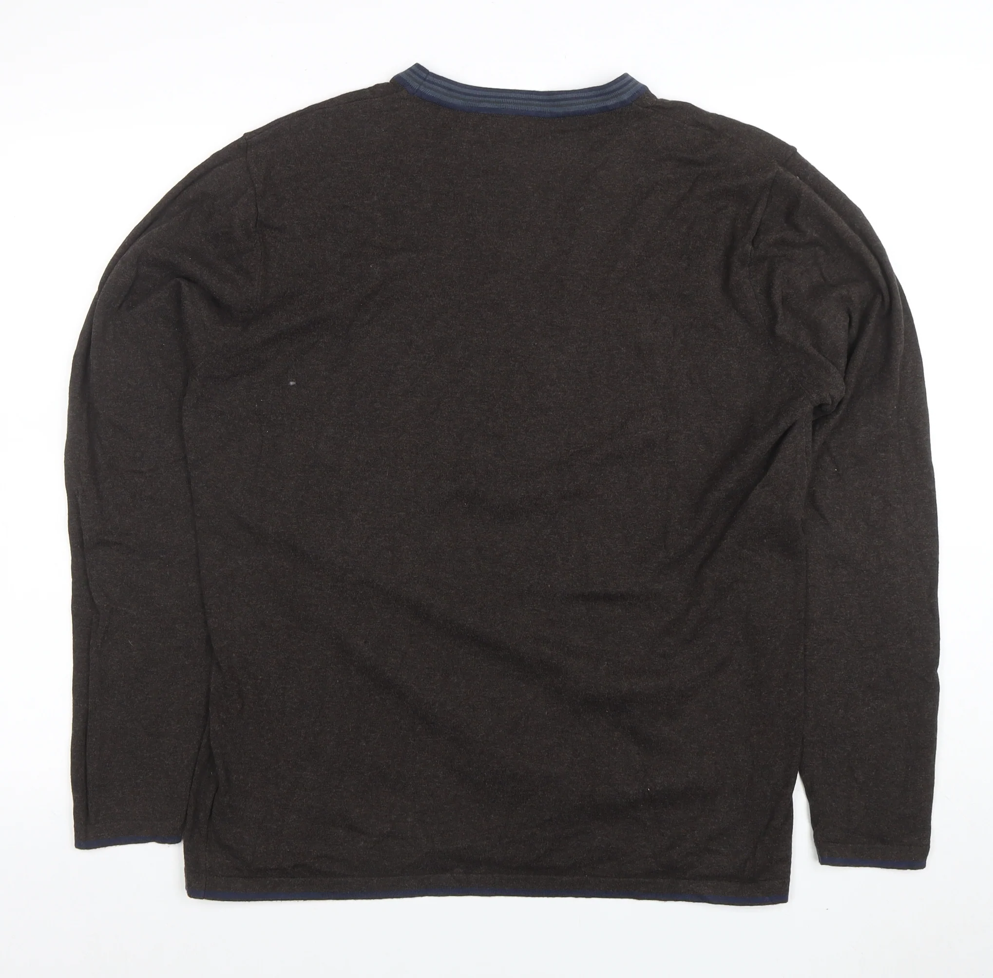 Next Men's Brown Cotton Blend Crew Neck Pullover Jumper Size L - Image 3
