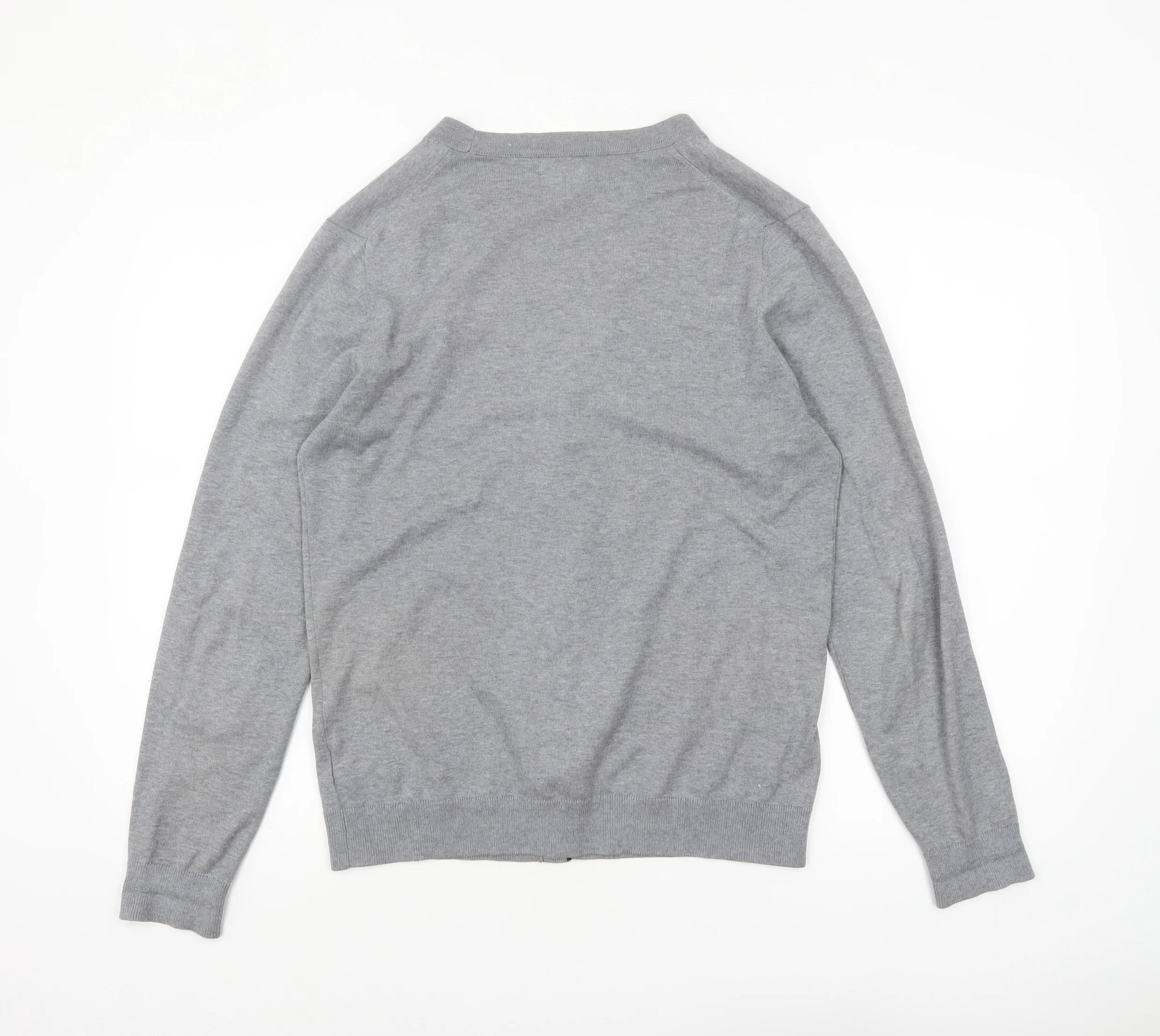 Next Men's Grey Cotton V-Neck Button Cardigan Small - Image 3