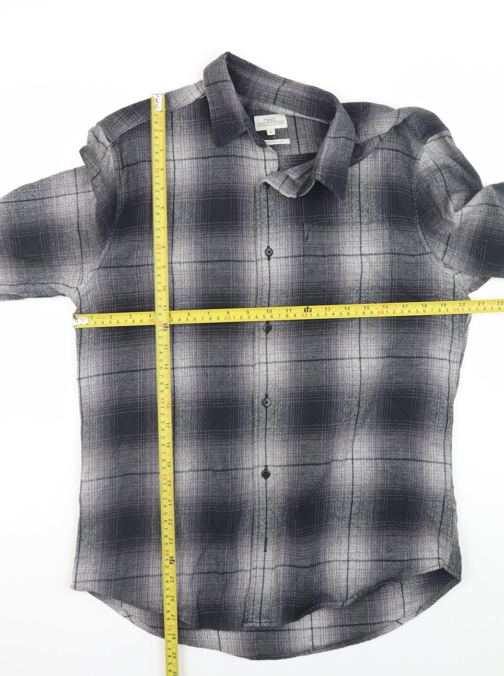 Next Men's Grey Plaid Long Sleeve Button-Up Casual Shirt M - Image 2