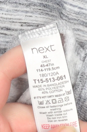 Next Men's Grey Pullover Hoodie XL Regular Fit Fleece - Image 4