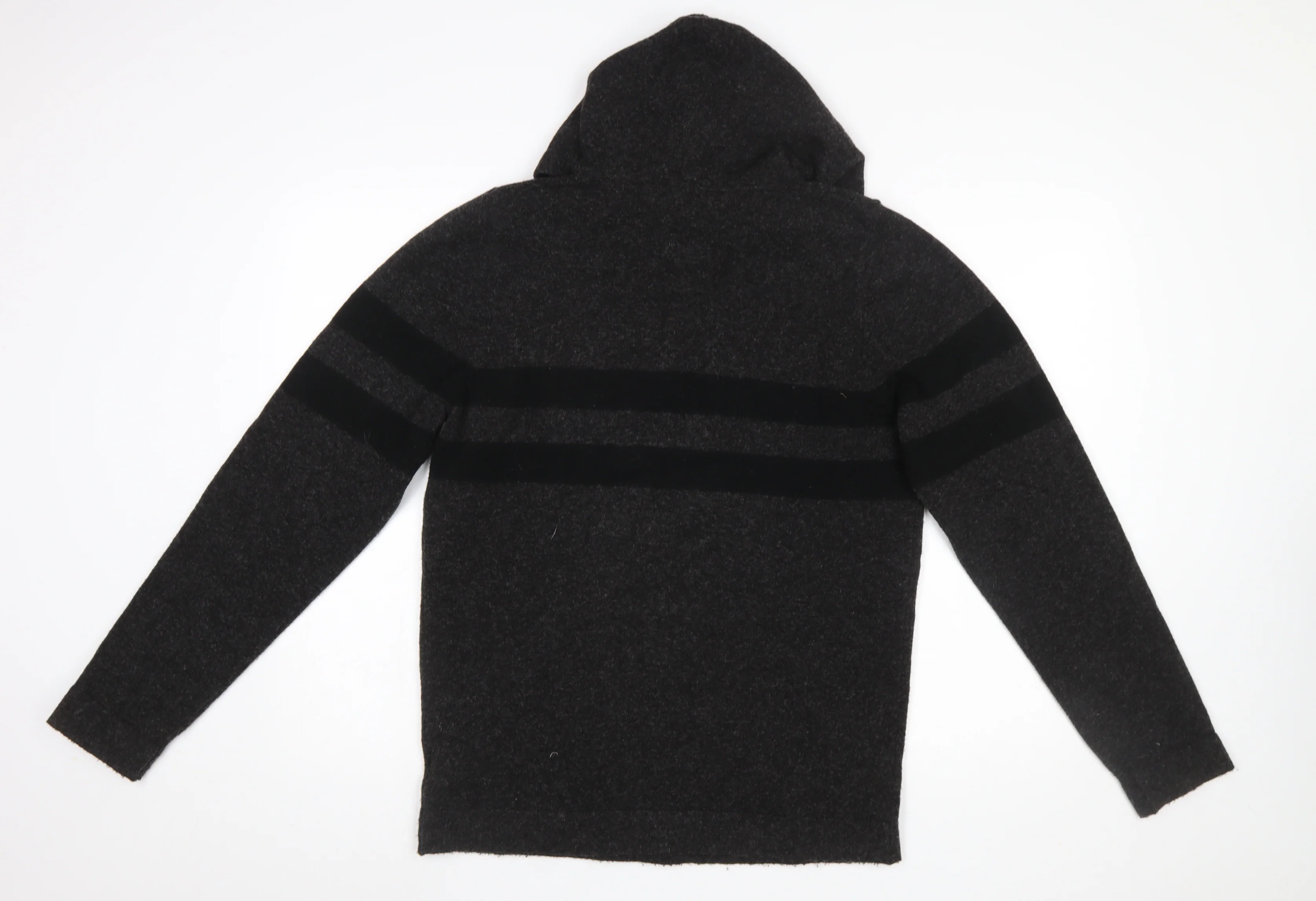 Next Men's Grey Striped Hooded Pullover Jumper Size S - Image 3