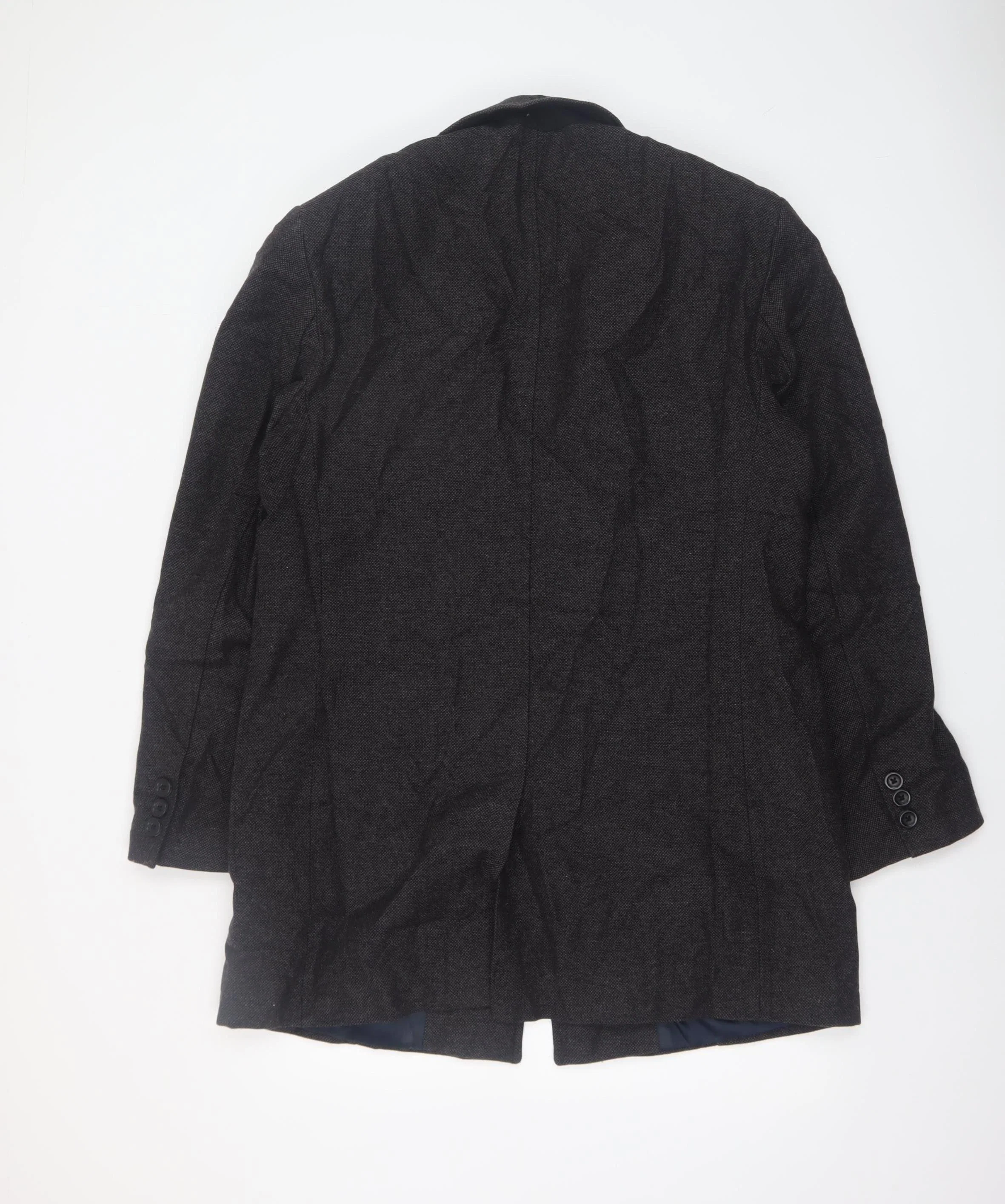 Next Men's Grey Wool Blend Herringbone Overcoat M - Image 3