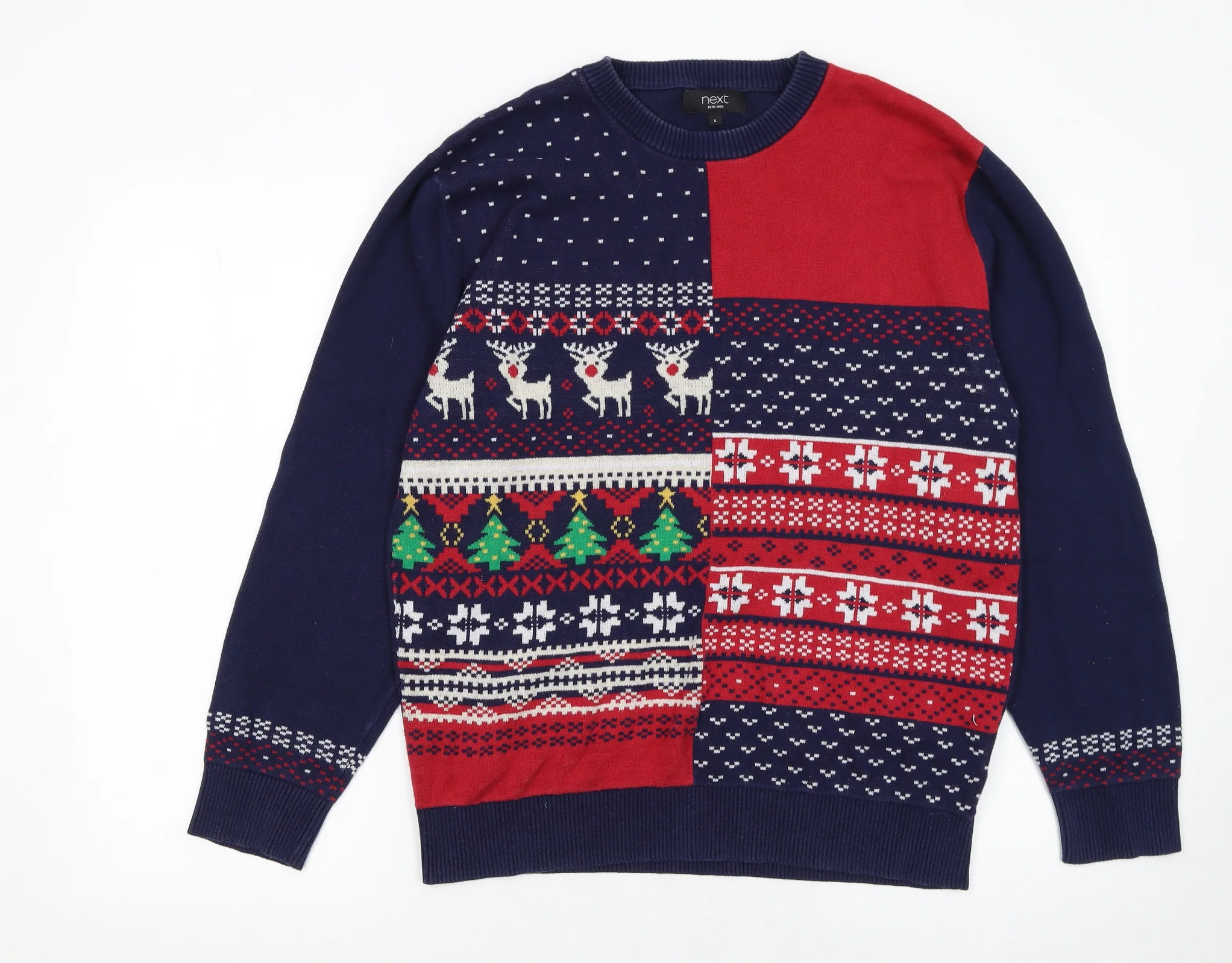 Next Men's Multicoloured Christmas Fair Isle Cotton Jumper L