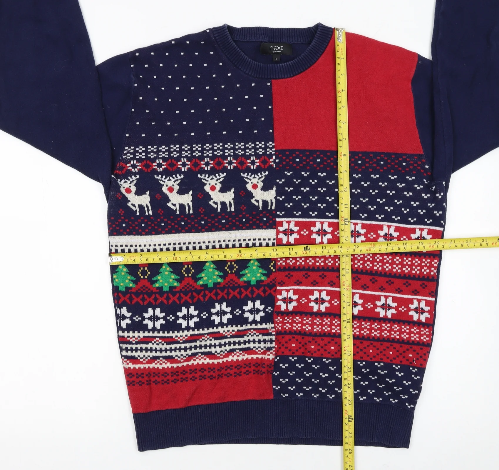 Next Men's Multicoloured Christmas Fair Isle Cotton Jumper L - Image 2