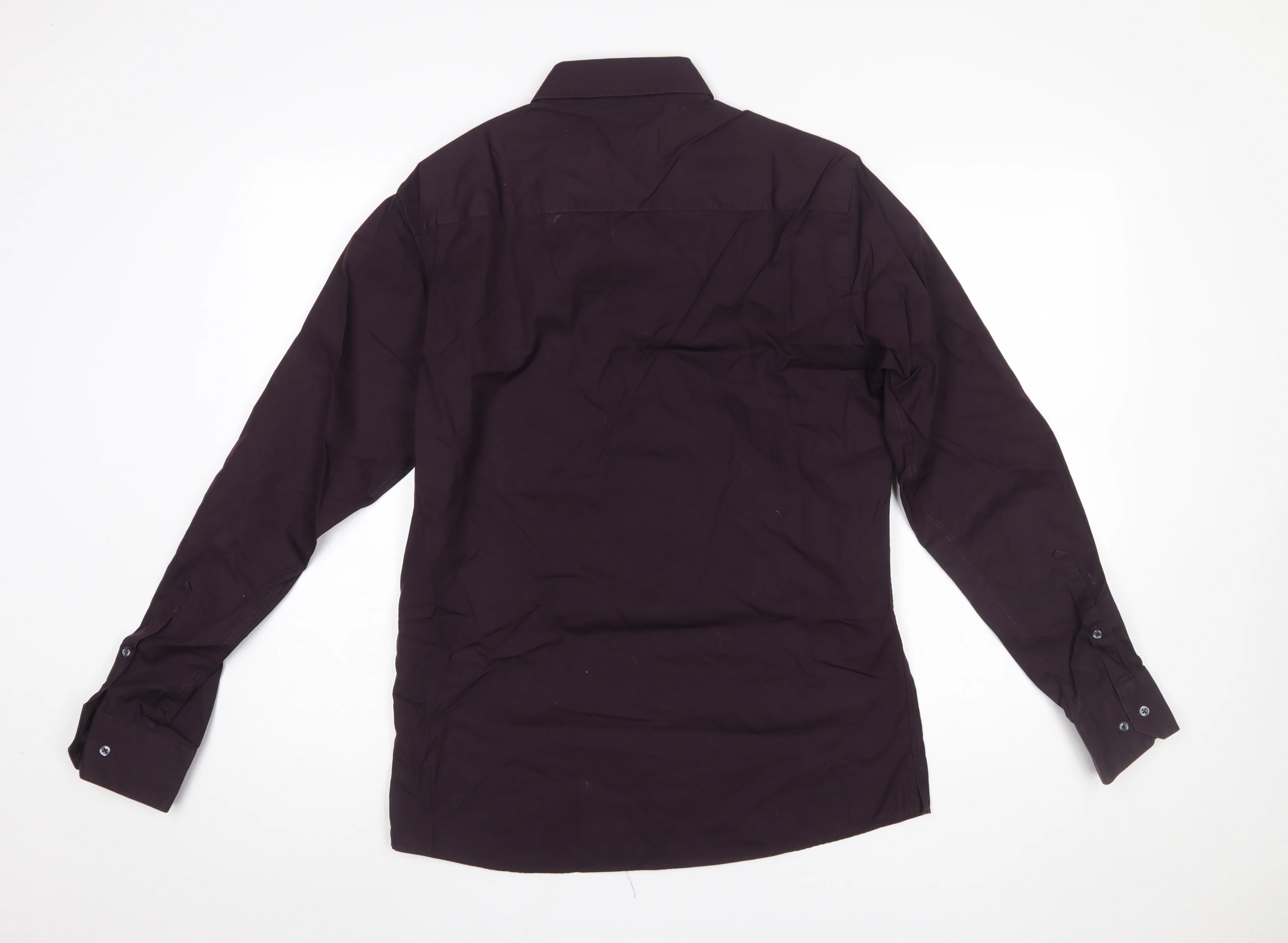 Next Men's Purple Slim Fit Long Sleeve Cotton Shirt 15.5in - Image 3