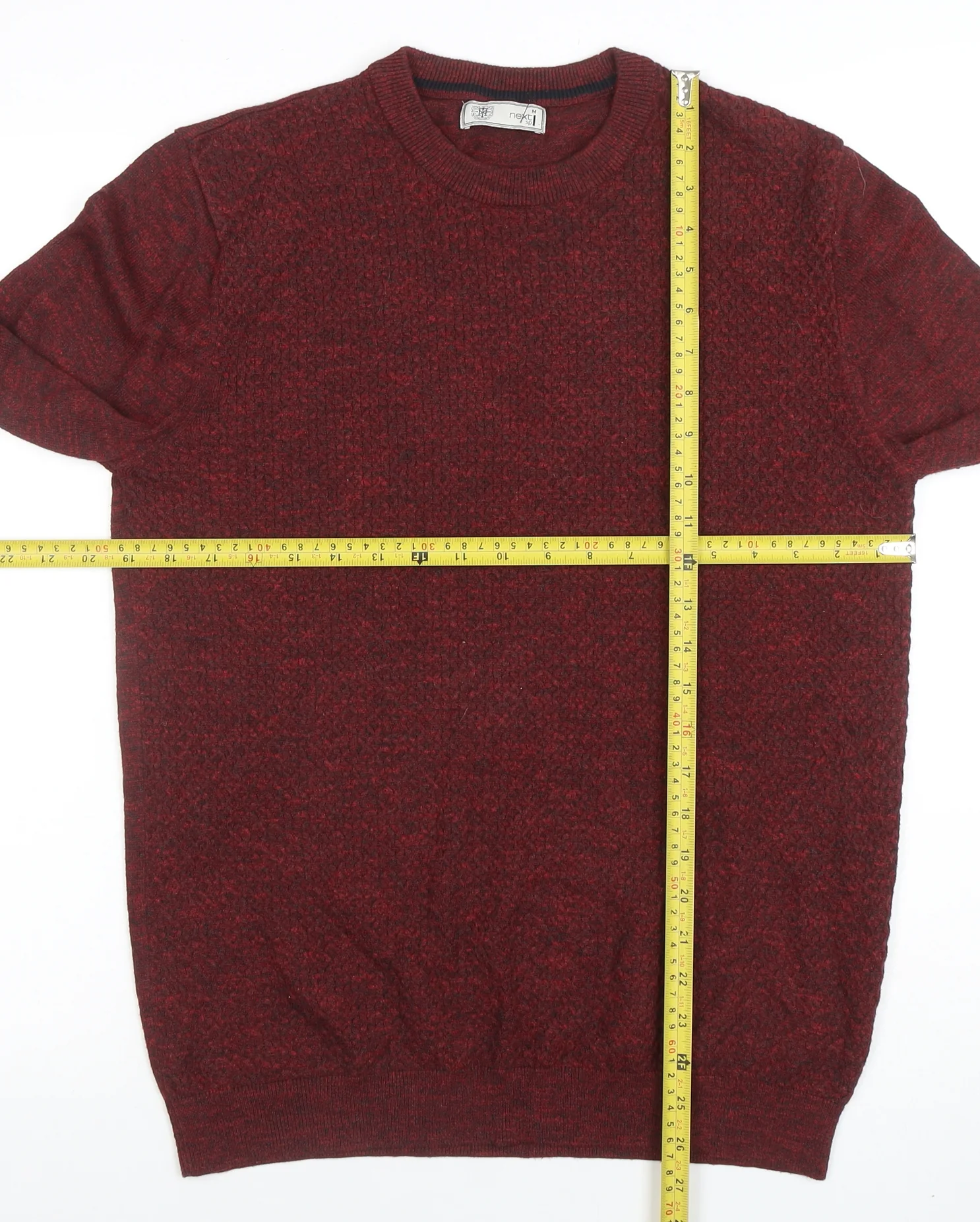 Next Men's Red Crew Neck Cotton Knit Jumper Size M - Image 2