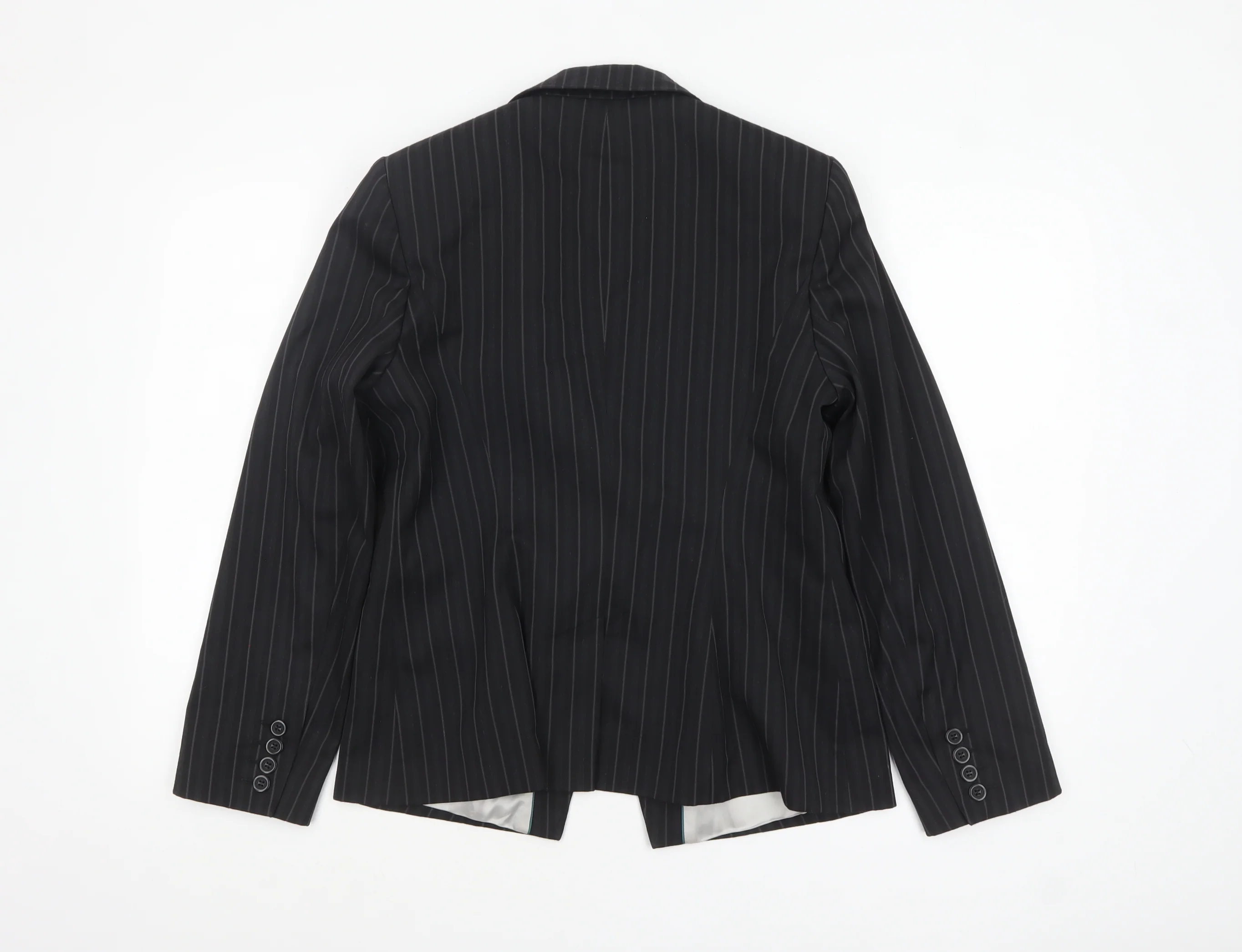 Next Petite Black Pinstripe Tailored Blazer Womens Size 14 - Image 3