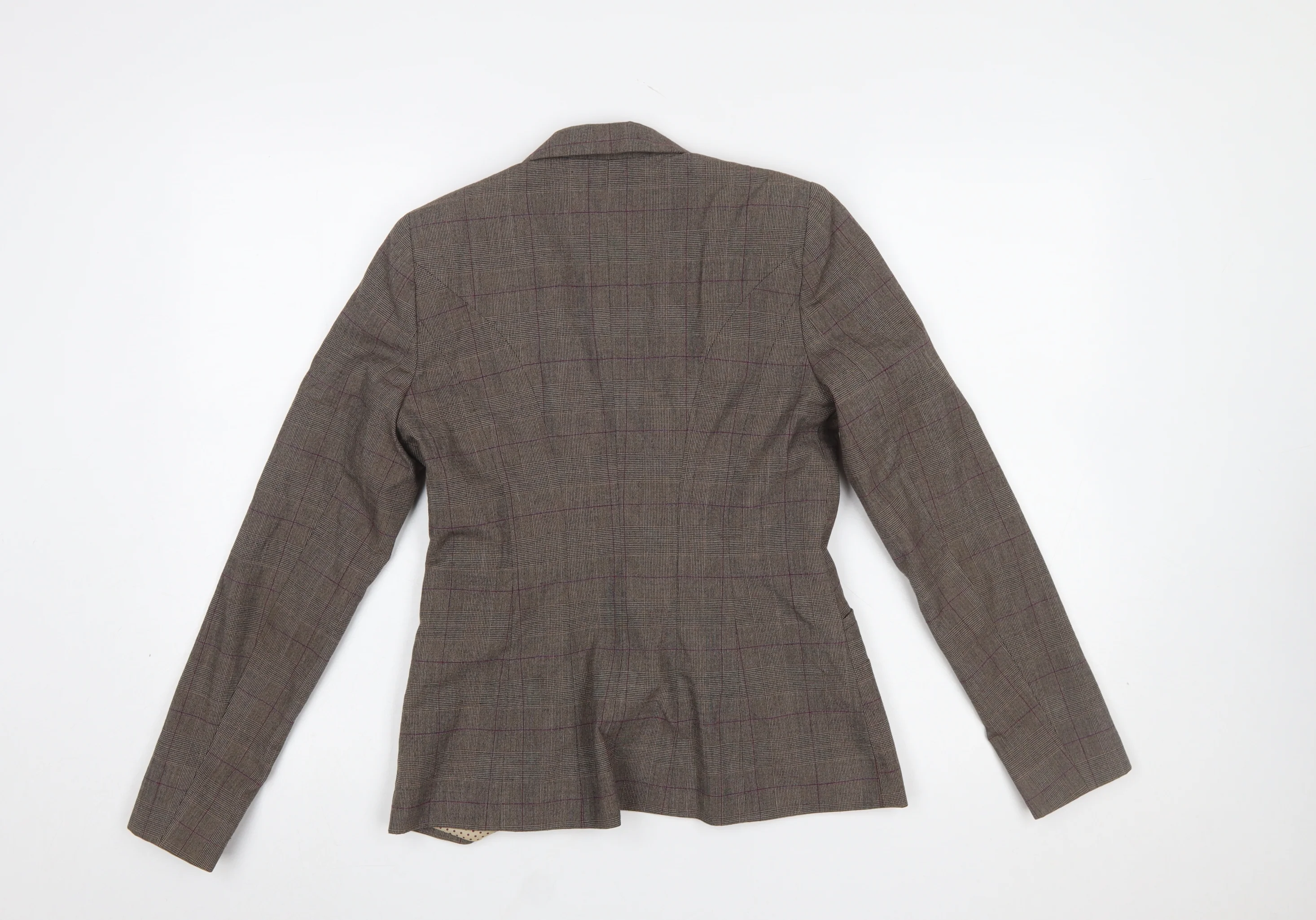 Next Petite Brown Checked Single Breasted Blazer Women's Size 6 - Image 3