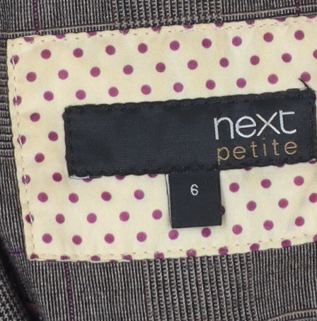 Next Petite Brown Checked Single Breasted Blazer Women's Size 6 - Image 4