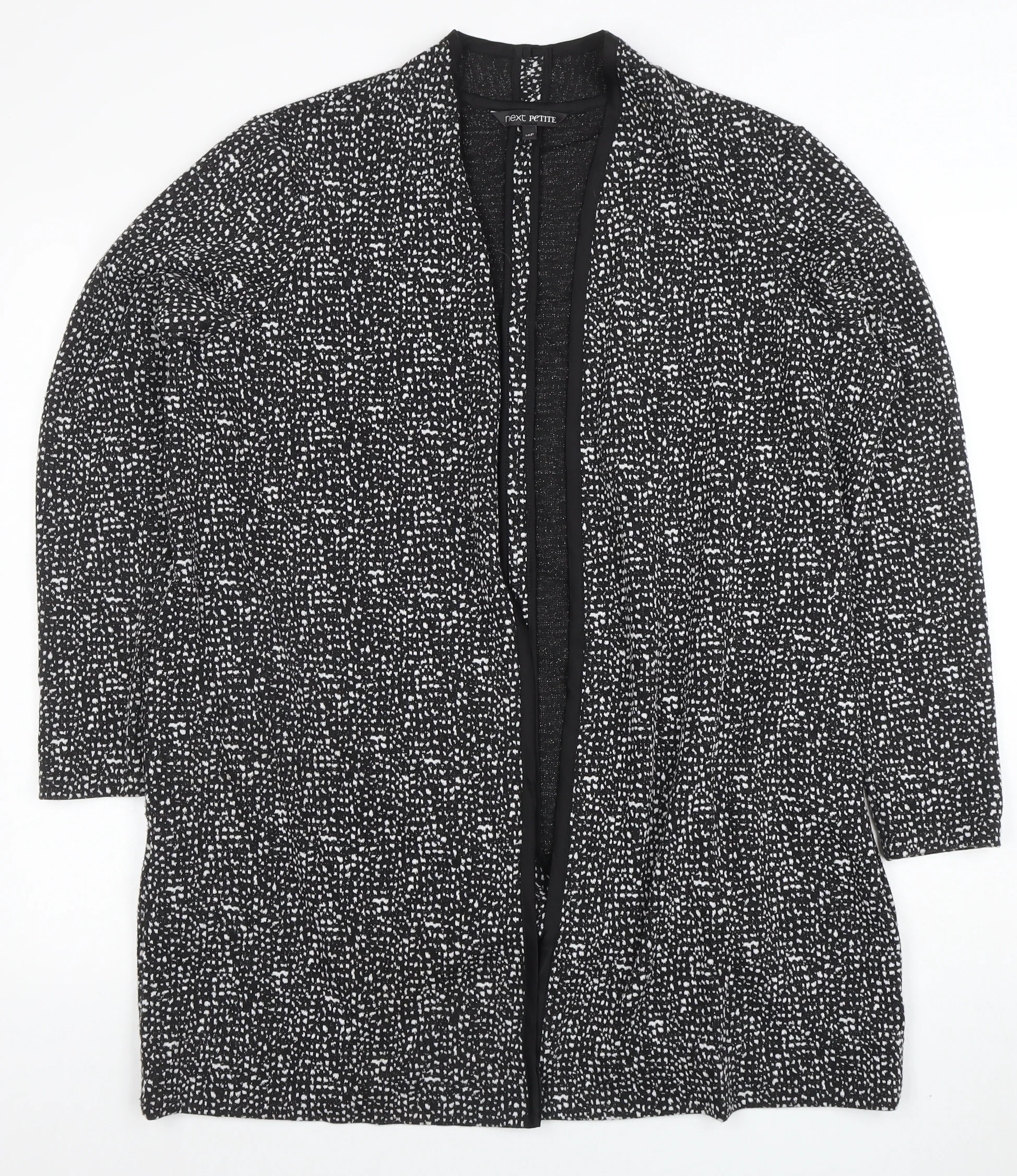 Next Petite Women's Black Geometric Open Long Sleeve Cardigan Size 18