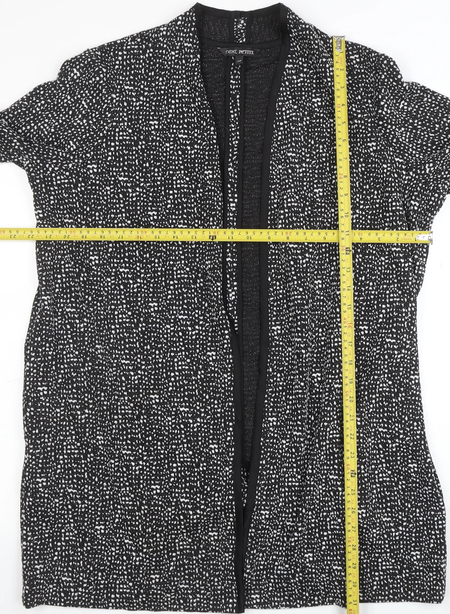 Next Petite Women's Black Geometric Open Long Sleeve Cardigan Size 18 - Image 2