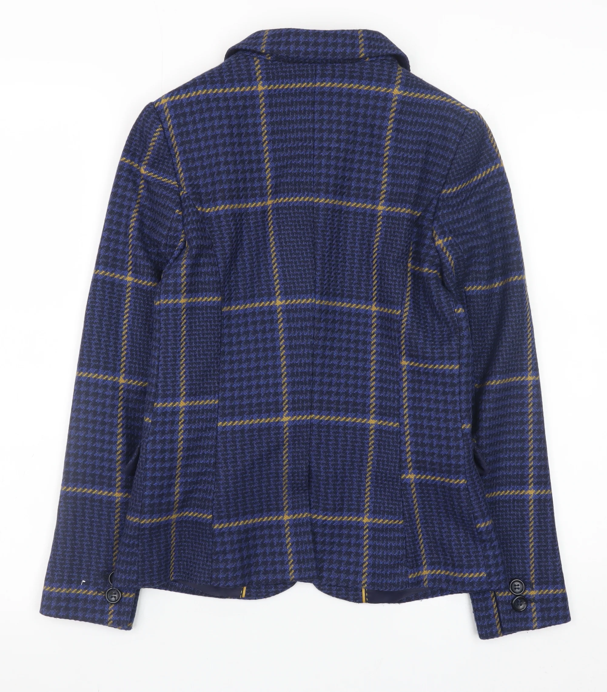 Next Petite Women's Blue Check Blazer Jacket Size 6 - Image 3