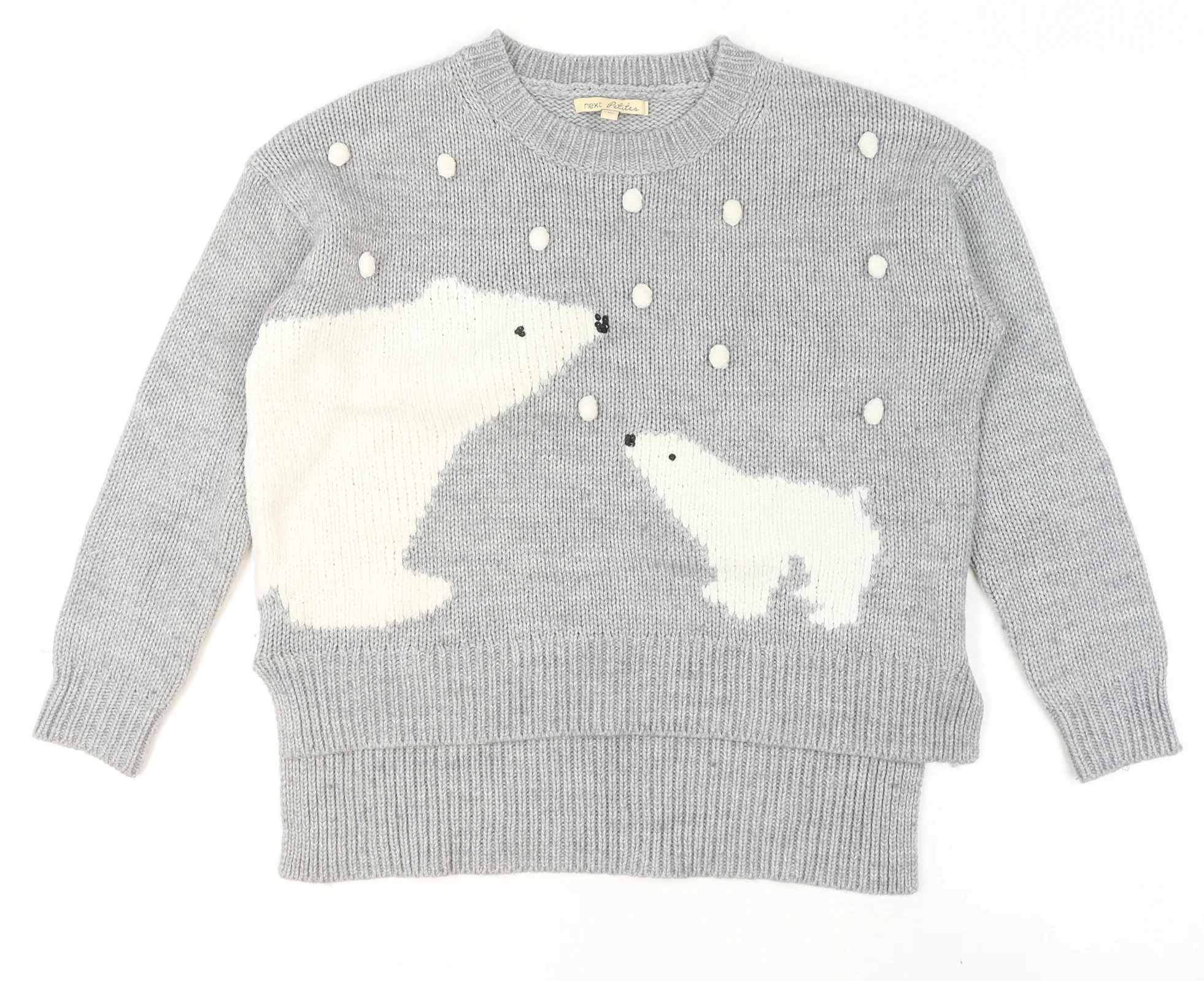 Next Petites Grey Polar Bear Knit Jumper Women’s Size 10