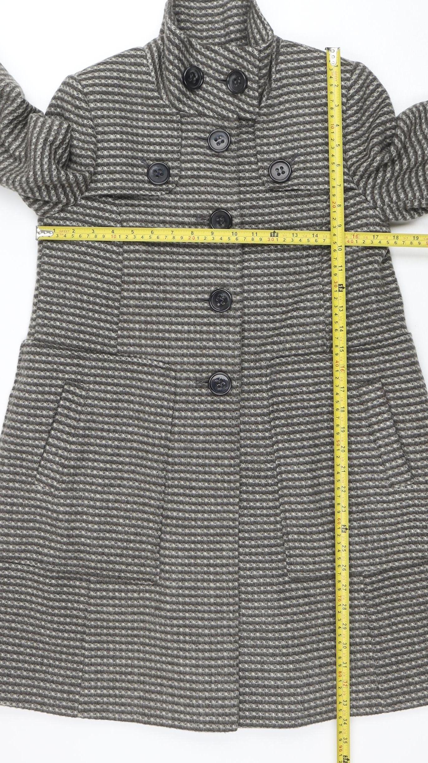 Next Signature Women's Grey Wool Blend Pea Coat Size 10 - Image 2
