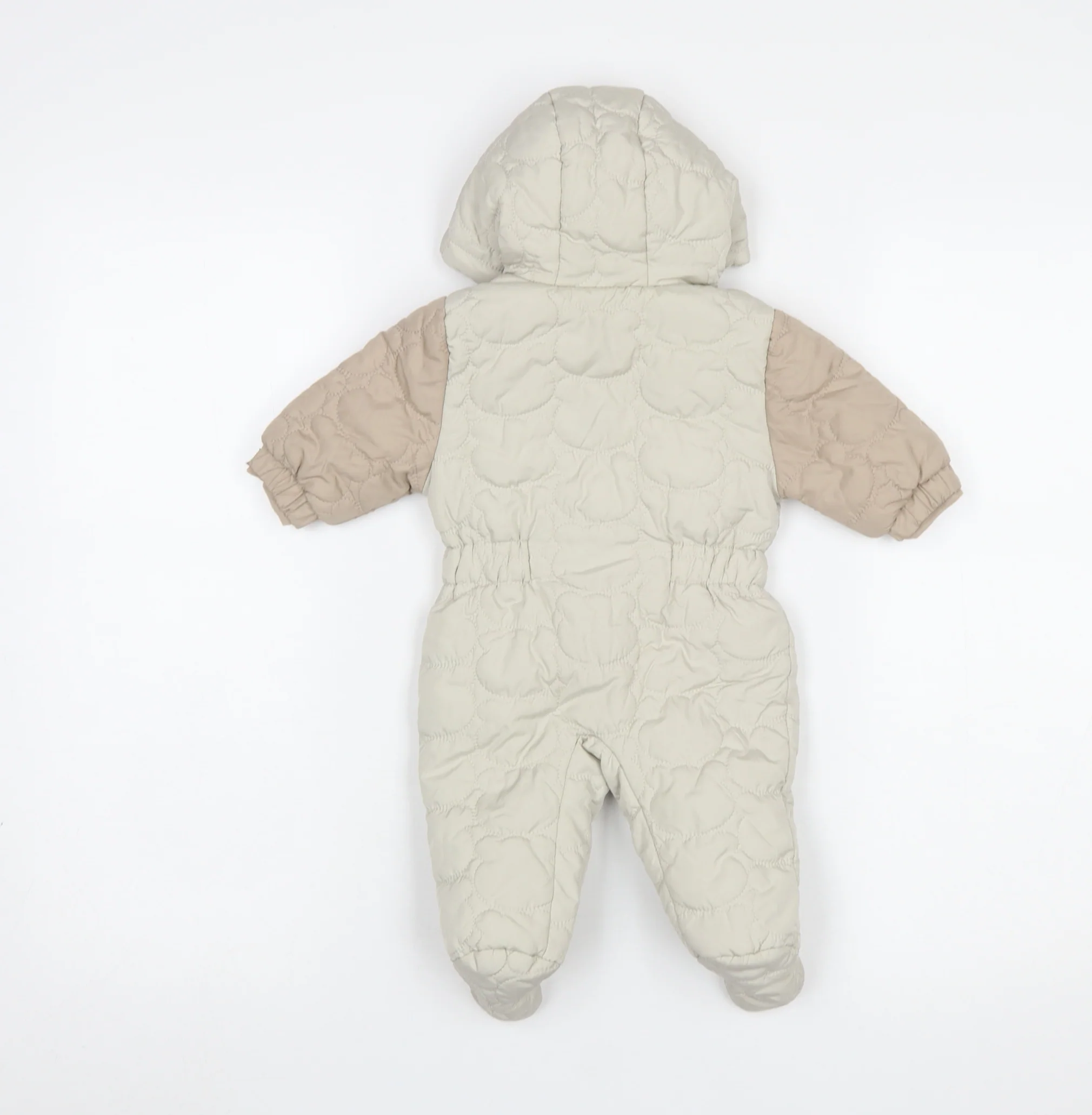 Next Unisex Baby Beige Hooded Puffer Snowsuit Newborn Winter Quilted - Image 3
