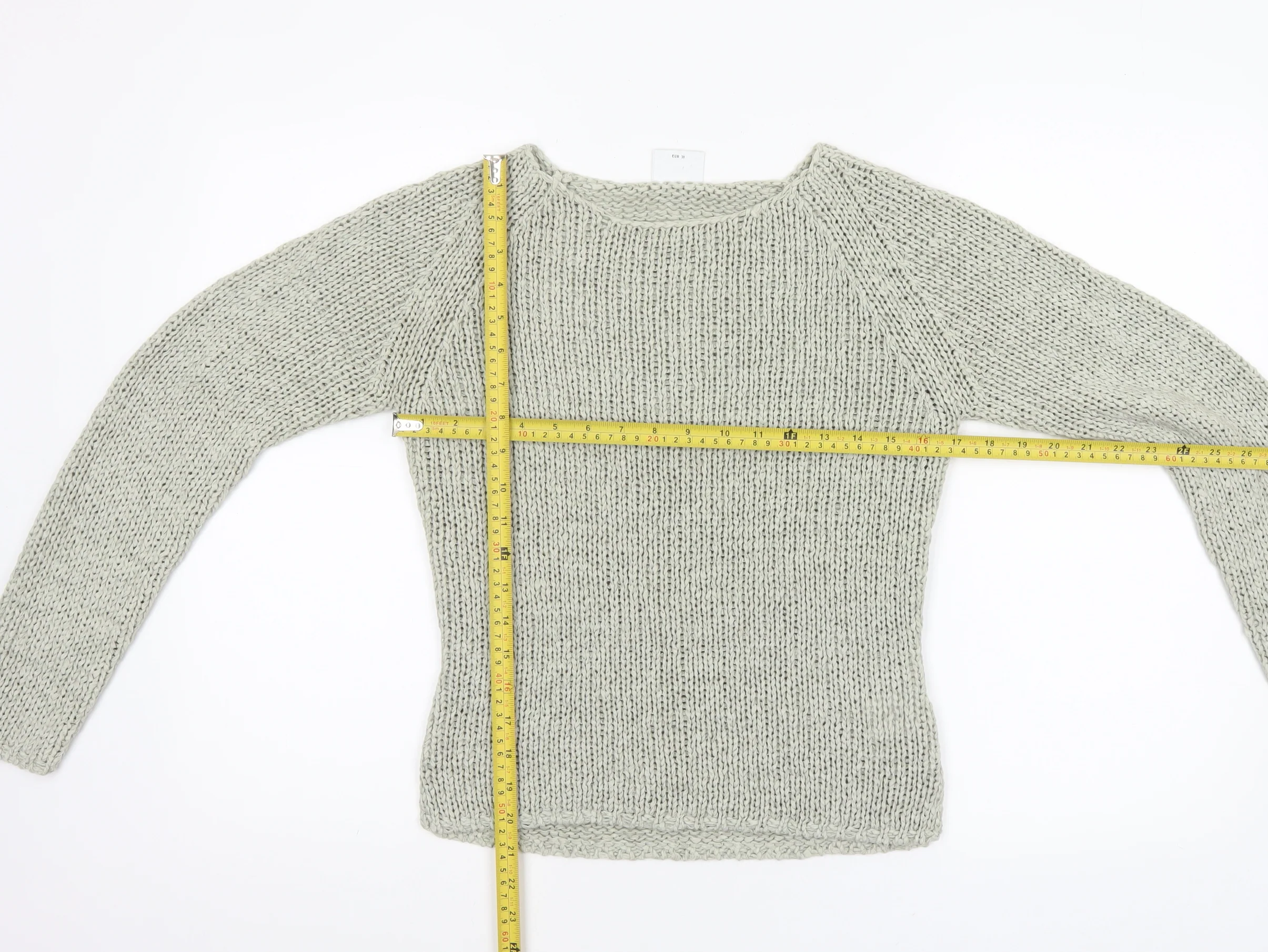 Next Women Beige Chunky Knit Crew Neck Pullover Jumper Size 8 - Image 2