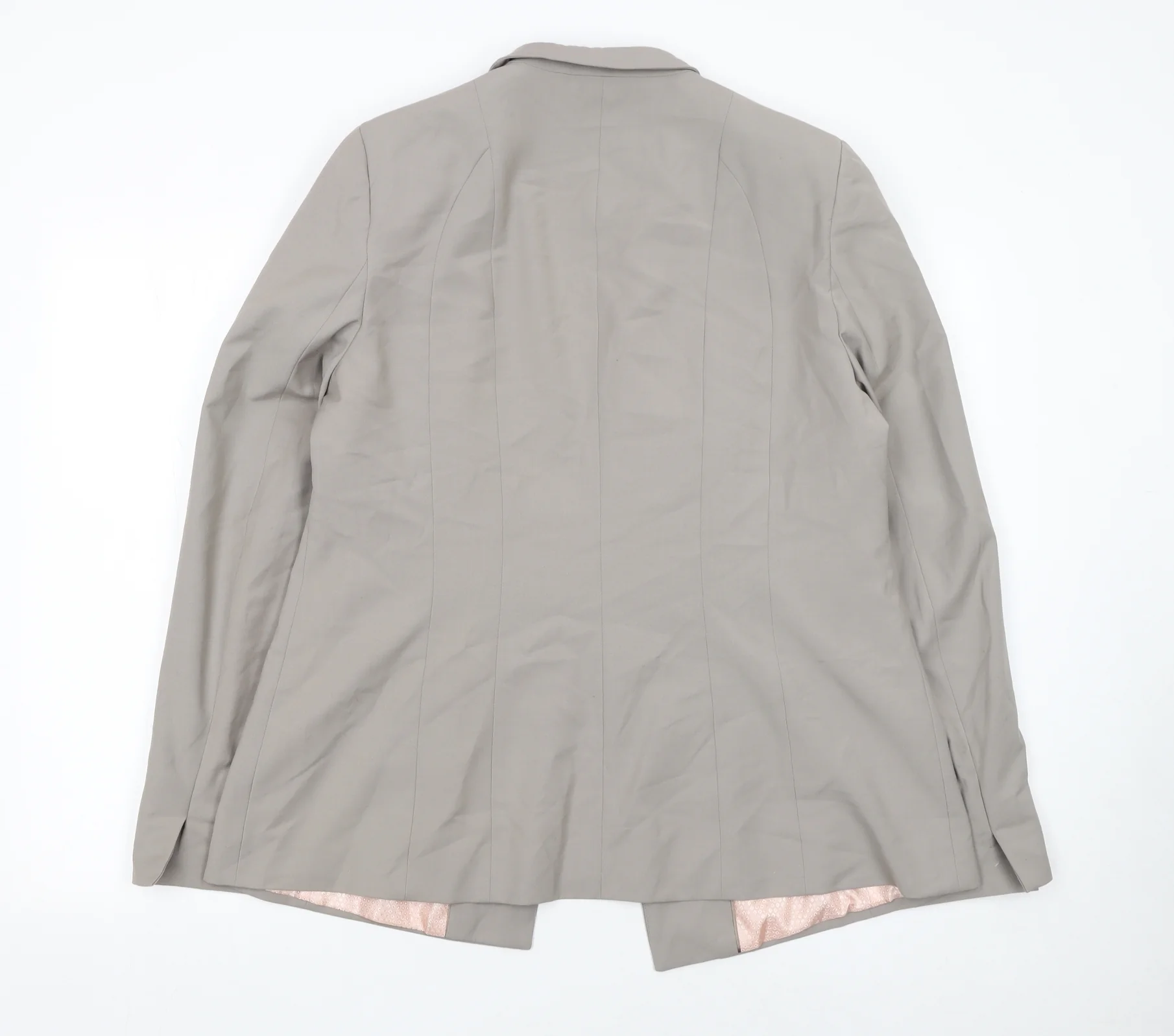 Next Women Beige Tailored Suit Jacket Size 16 Regular Lined Blazer - Image 3