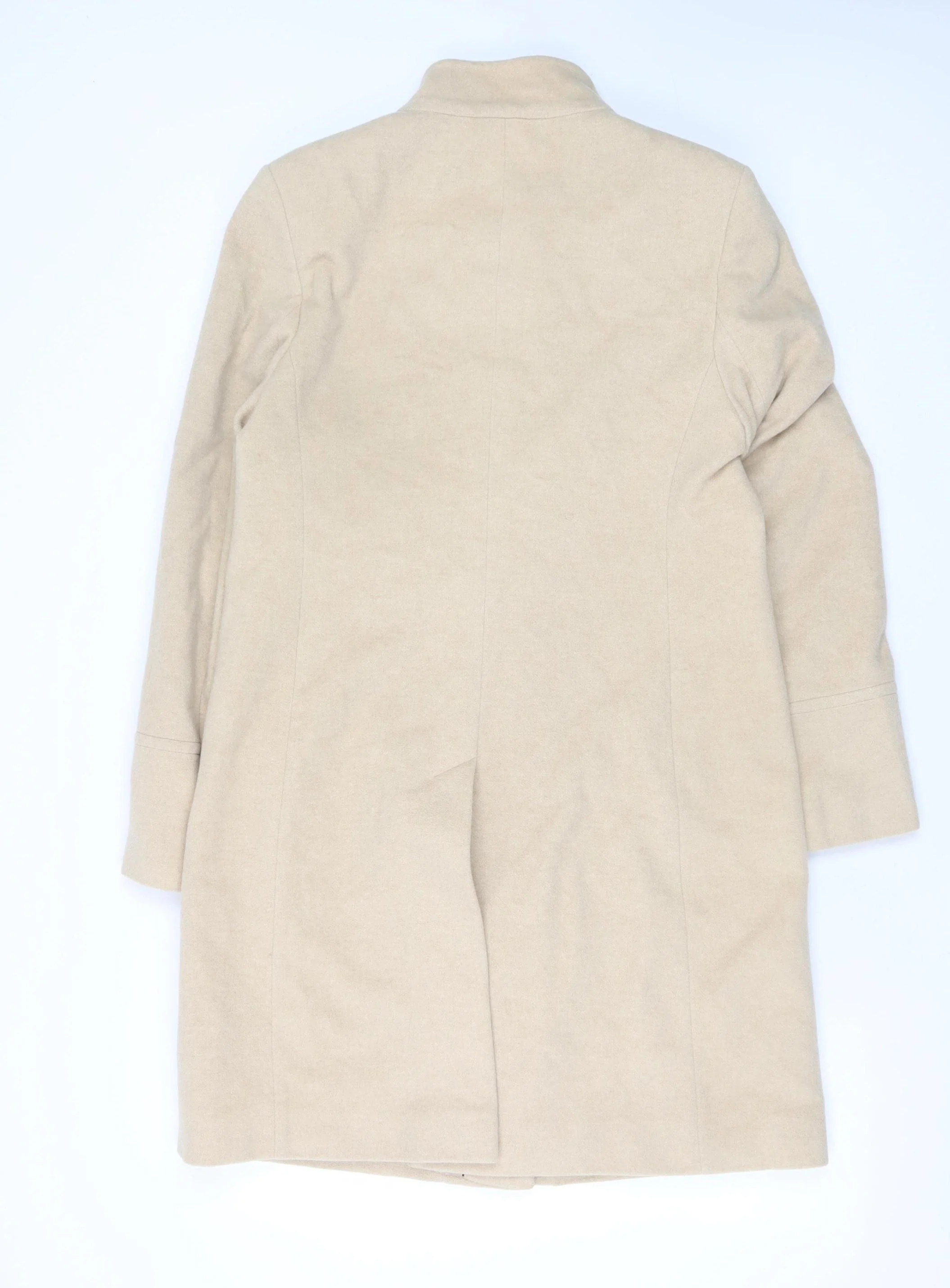 Next Women Beige Wool Blend Long Overcoat UK 14 Classic Style - Image 3