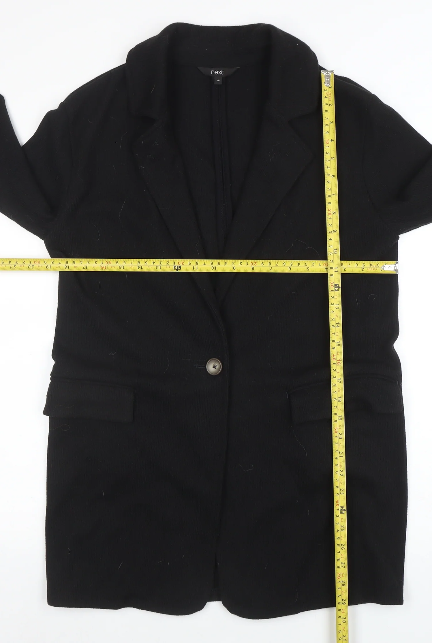 Next Women Black Coatigan UK 10 Regular Fit Mid-Length Classic - Image 2