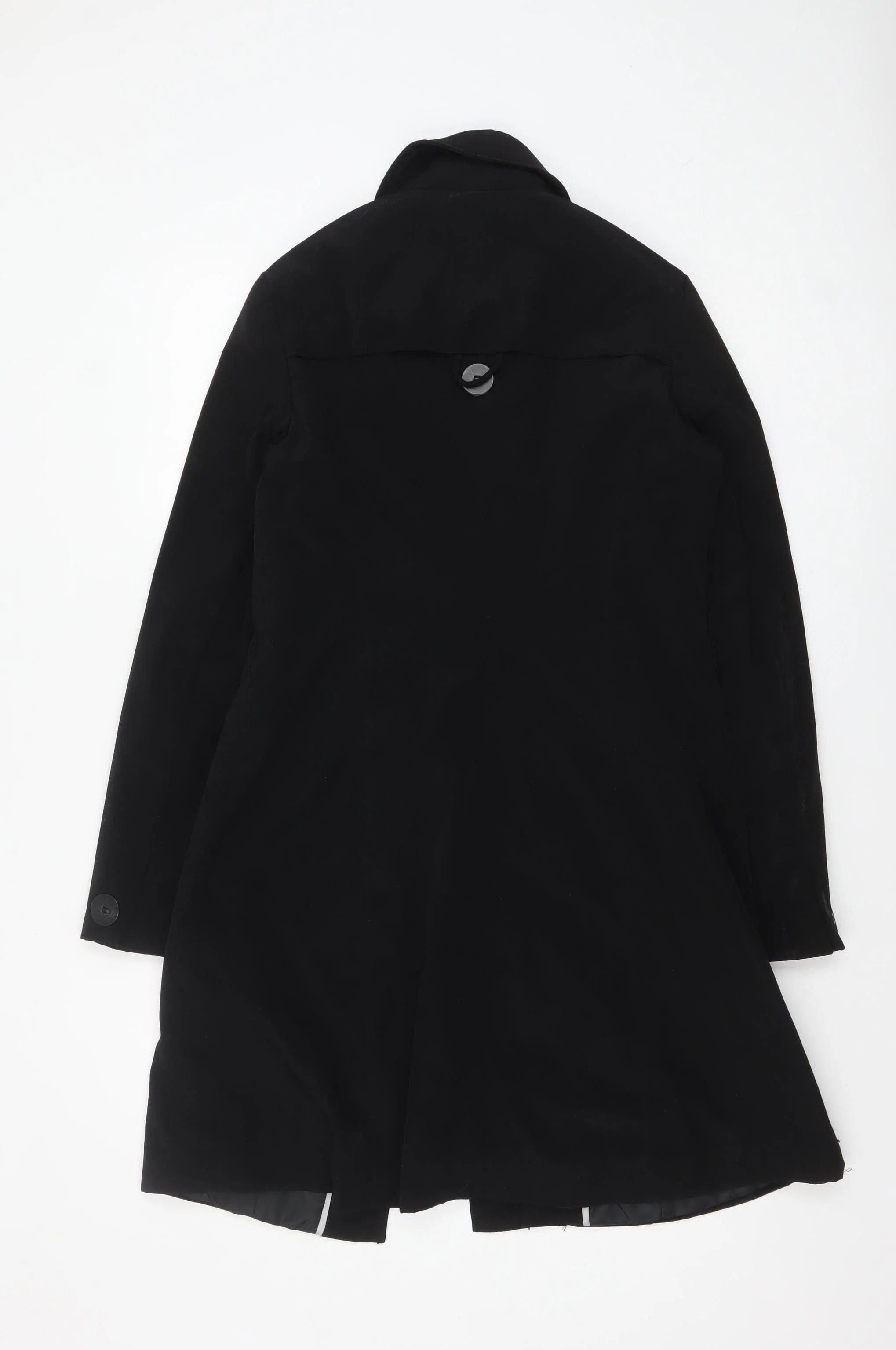 Next Women Black Long Trench Coat Size 10 Classic Buttoned Style - Image 3
