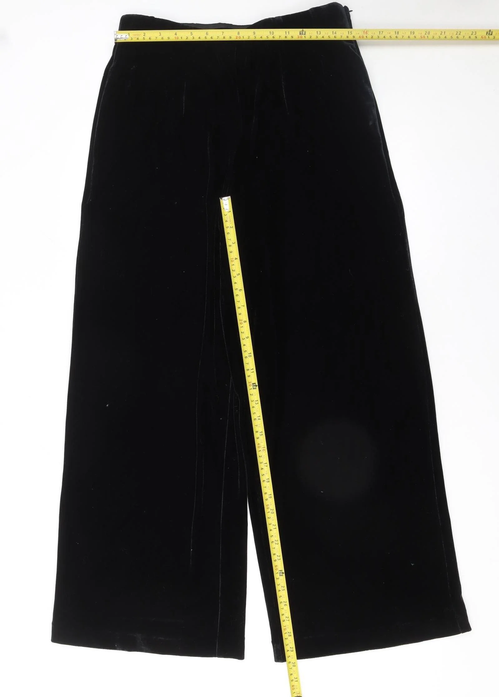 Next Women Black Velvet Wide-Leg High Rise Trousers Size 12 - Image 2
