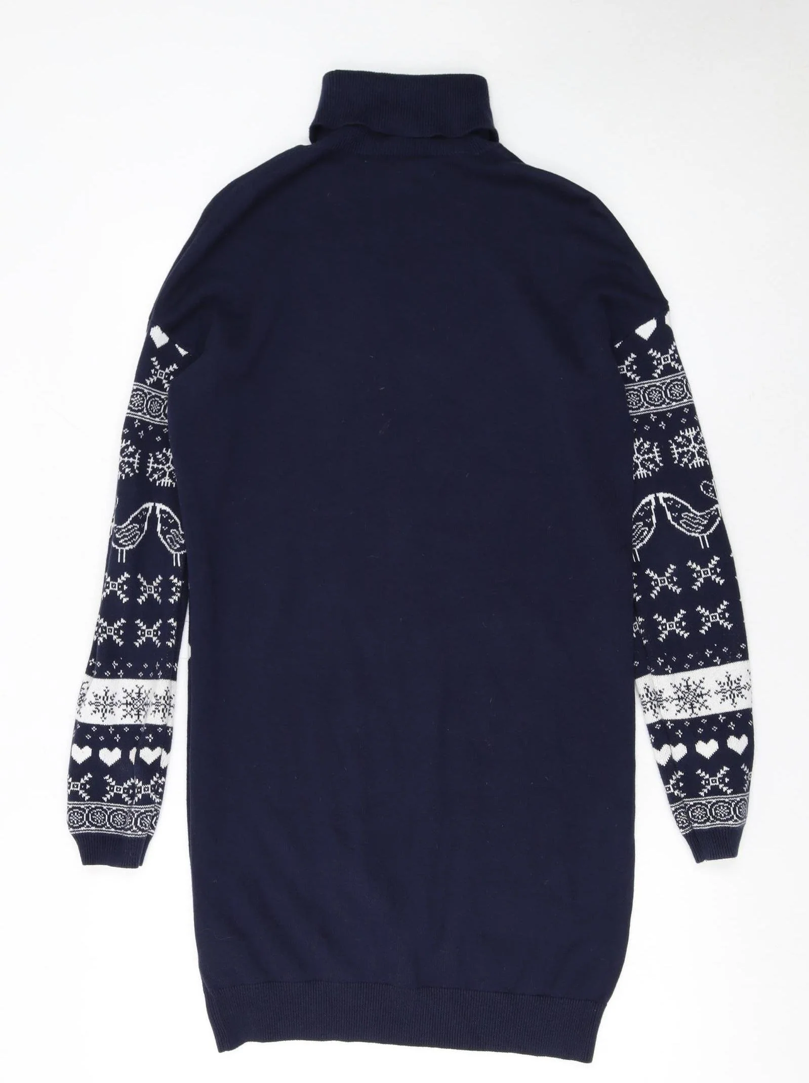 Next Women Blue Fair Isle Knit Roll Neck Jumper Dress Size 10 - Image 3