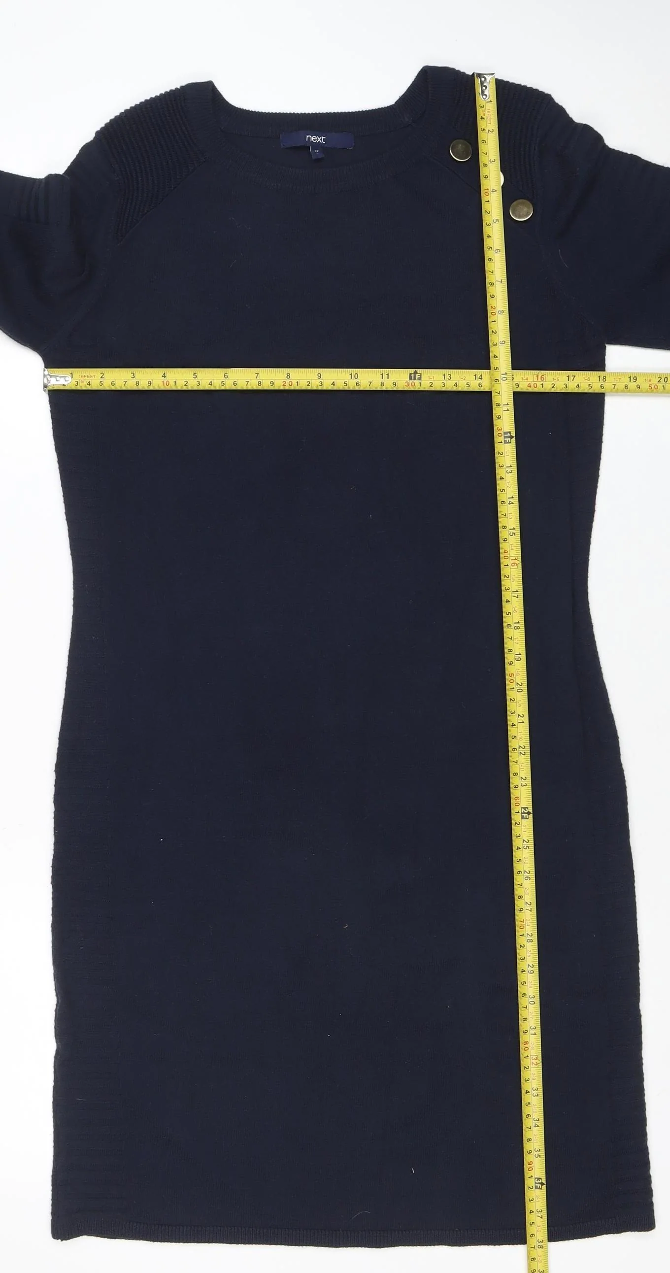 Next Women Blue Knit Jumper Dress Size 12 Long Sleeve Crew Neck - Image 2