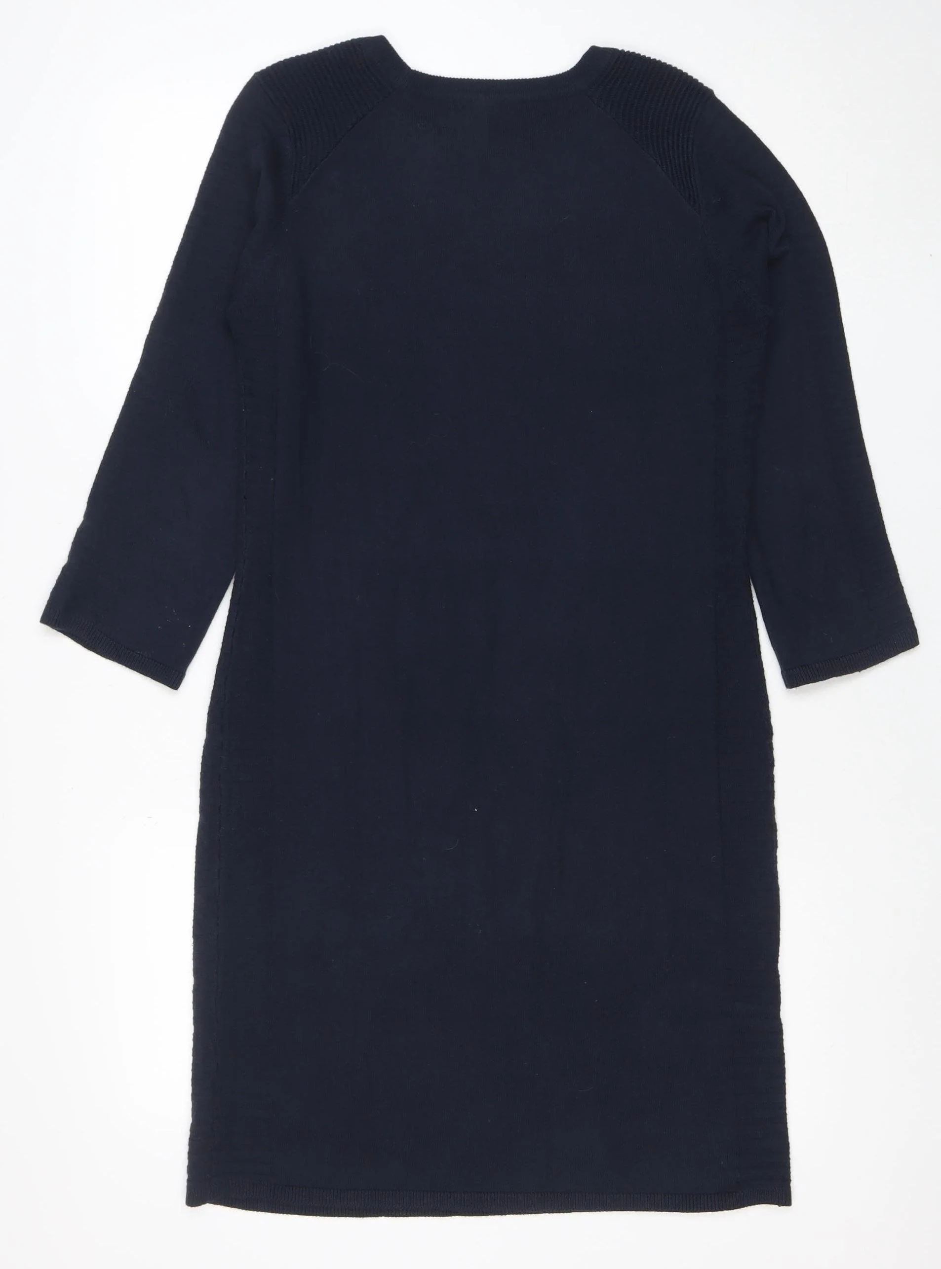 Next Women Blue Knit Jumper Dress Size 12 Long Sleeve Crew Neck - Image 3