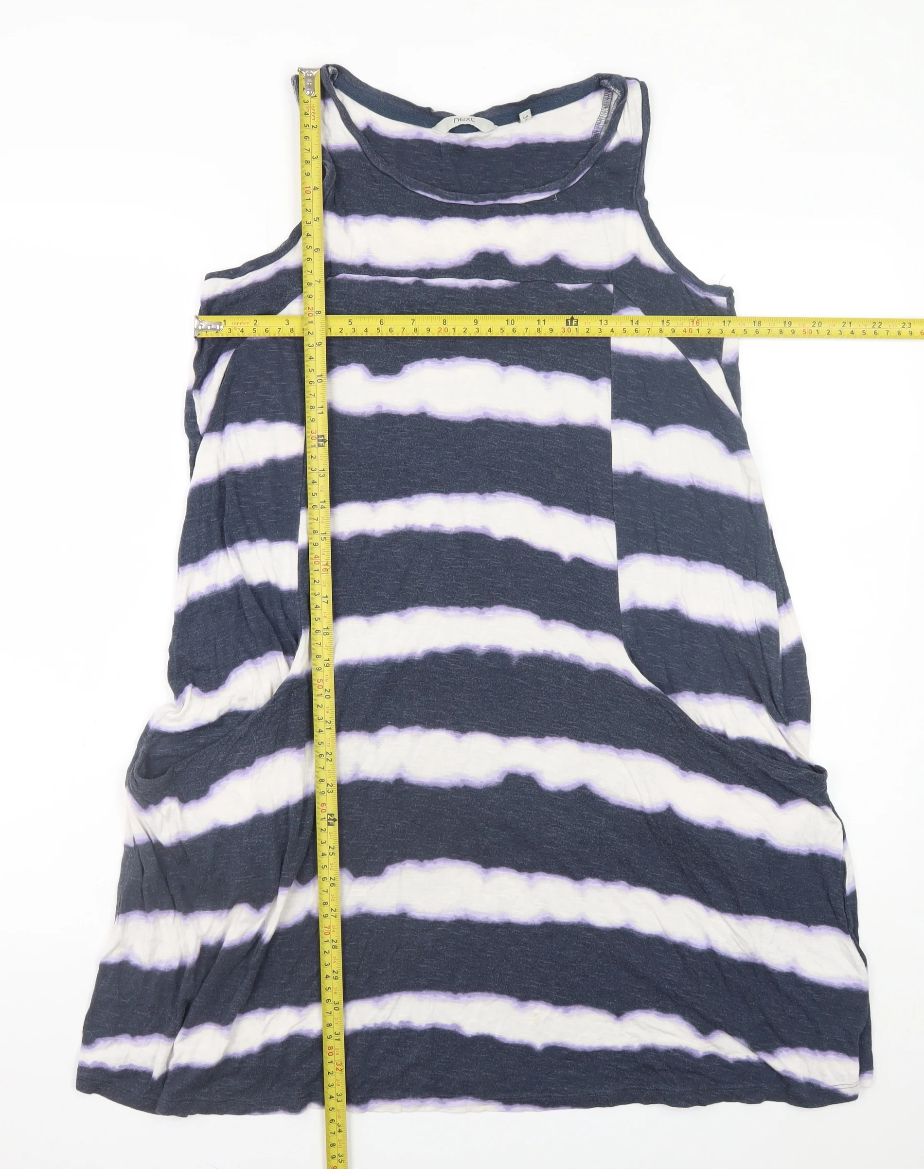 Next Women Blue Tie Dye Sleeveless Jersey Tank Dress Size 10 - Image 2