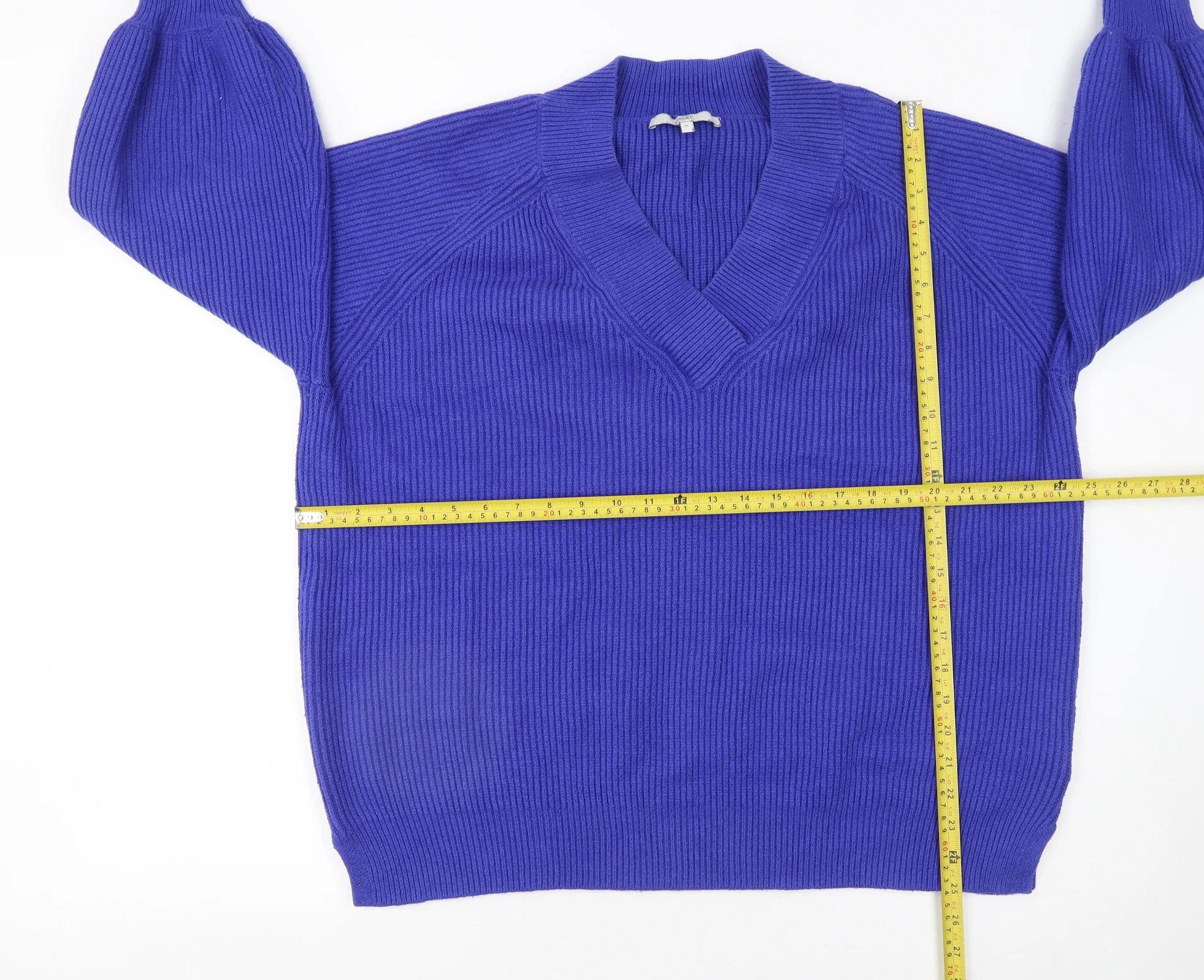 Next Women Blue V-Neck Relaxed Knit Pullover Jumper XL - Image 2
