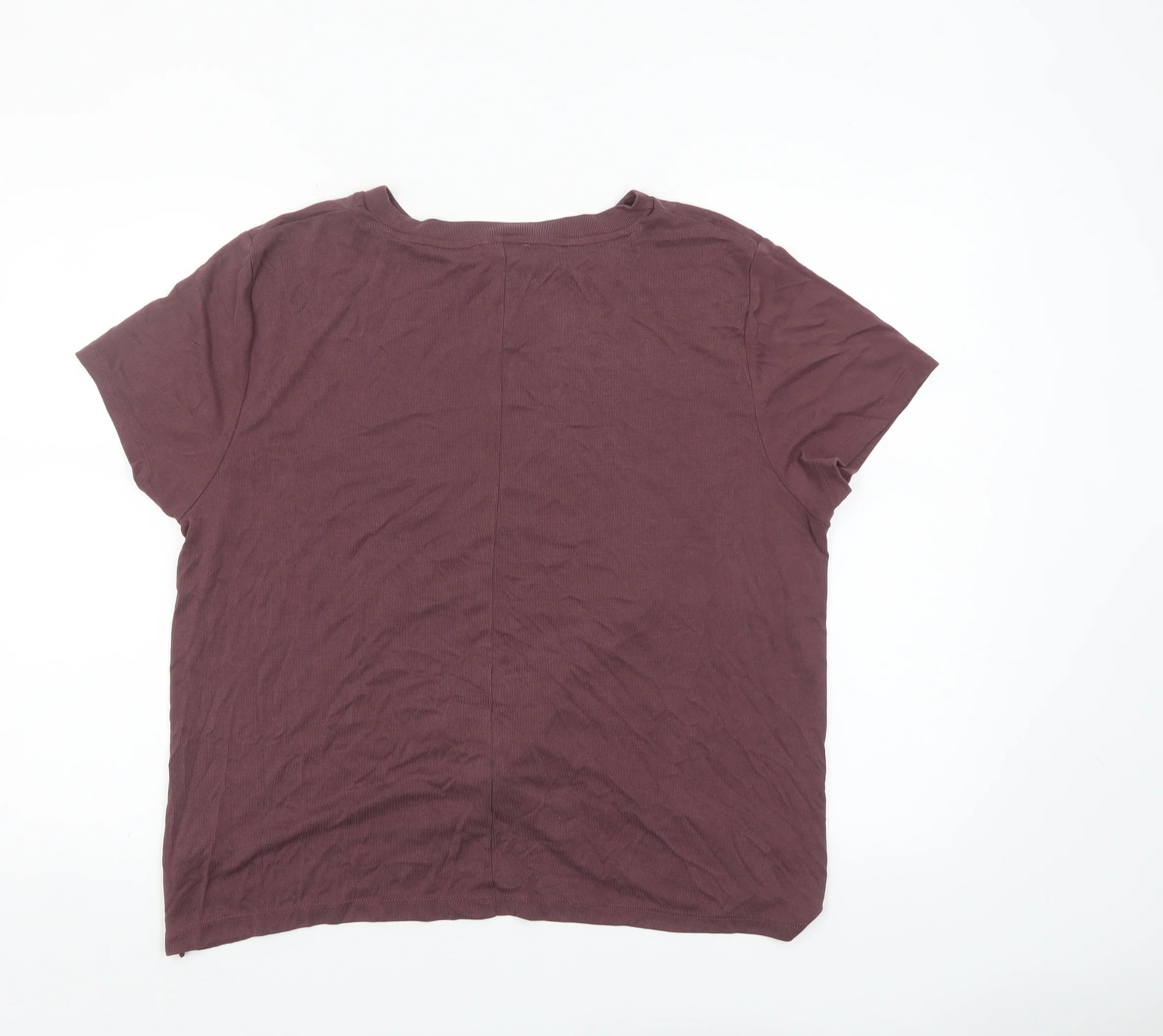 Next Women Brown Modal Blend Knot Front Short Sleeve T-Shirt Size 20 - Image 3