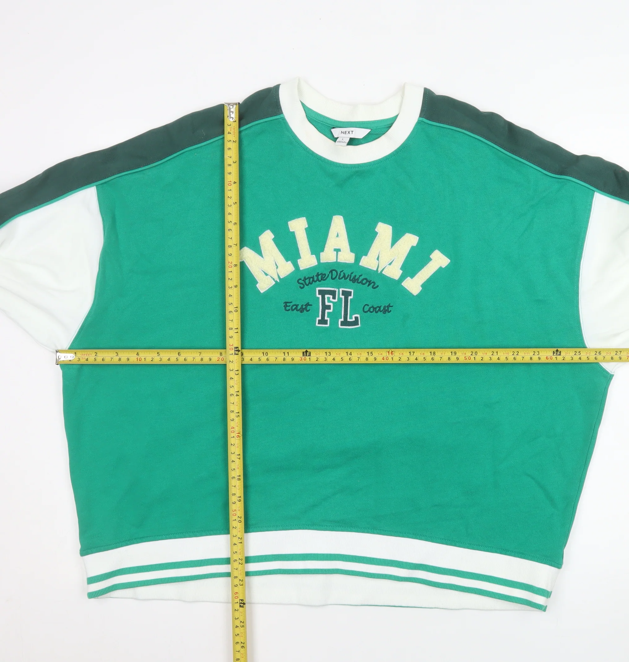 Next Women Green Miami FL Sweatshirt L Cotton Crew Neck Casual - Image 2