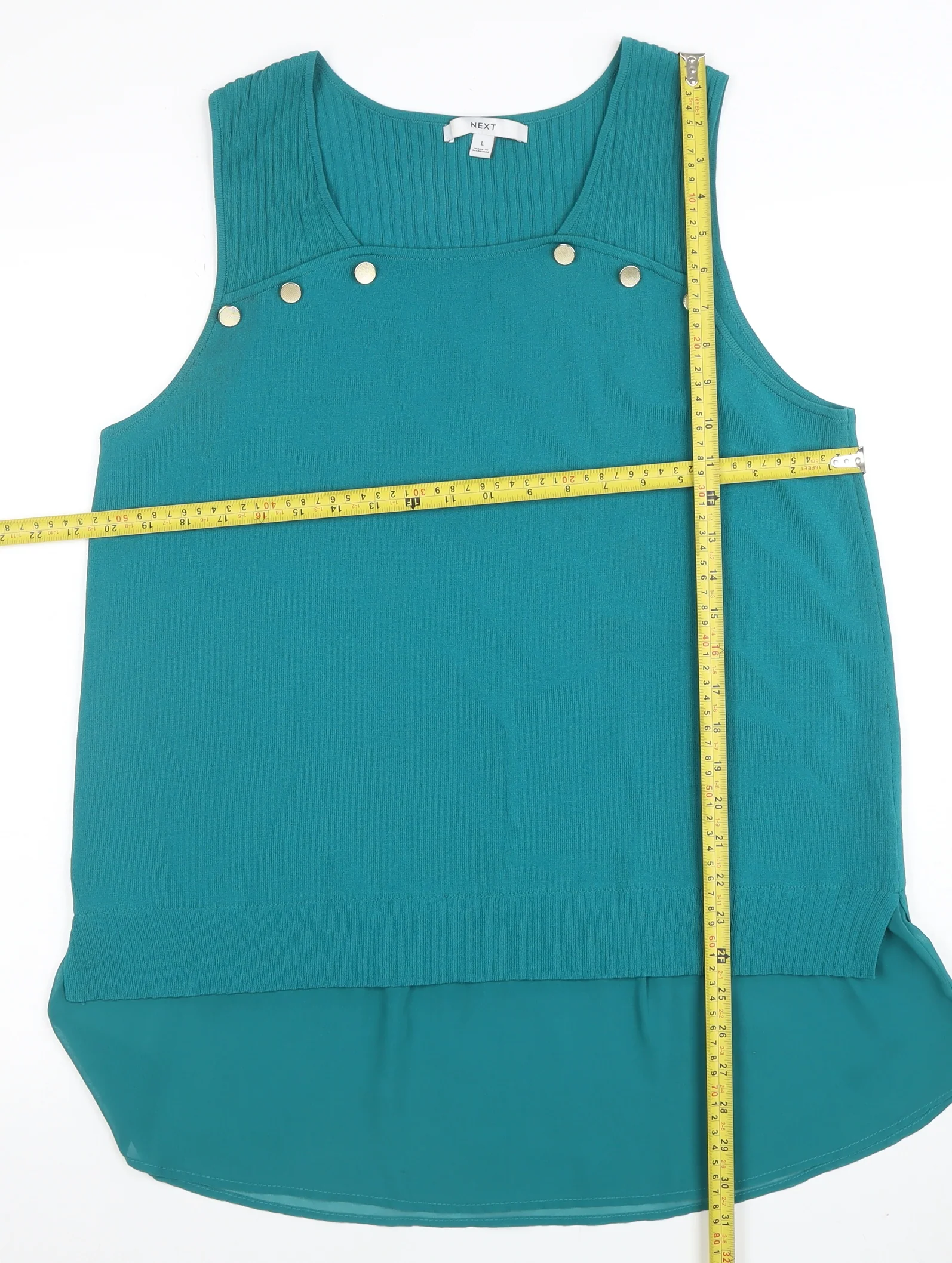 Next Women Green Sleeveless Knit Tank Top Size L - Image 2
