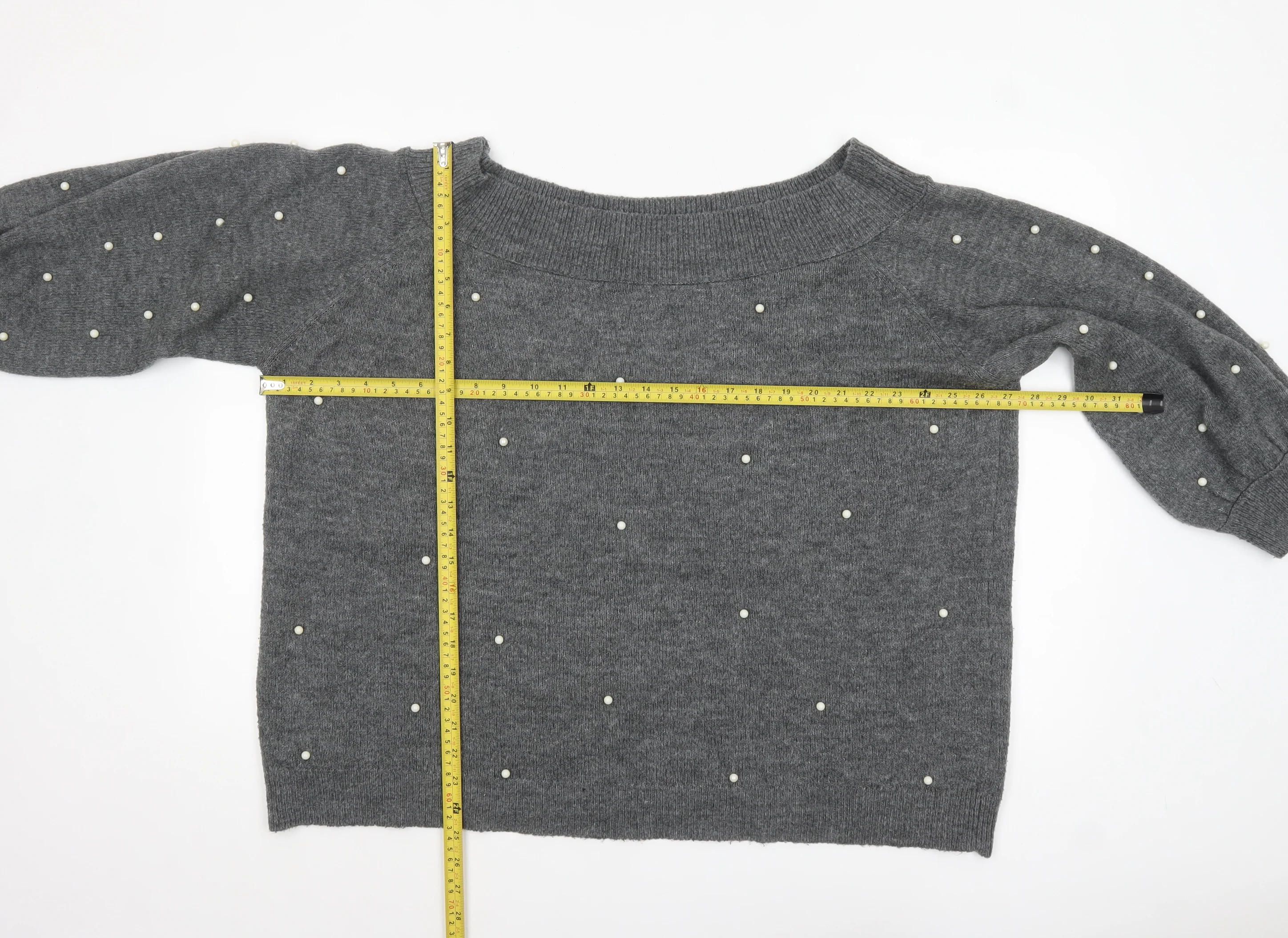 Next Women Grey Beaded Boat Neck Jumper Size 22 - Image 2