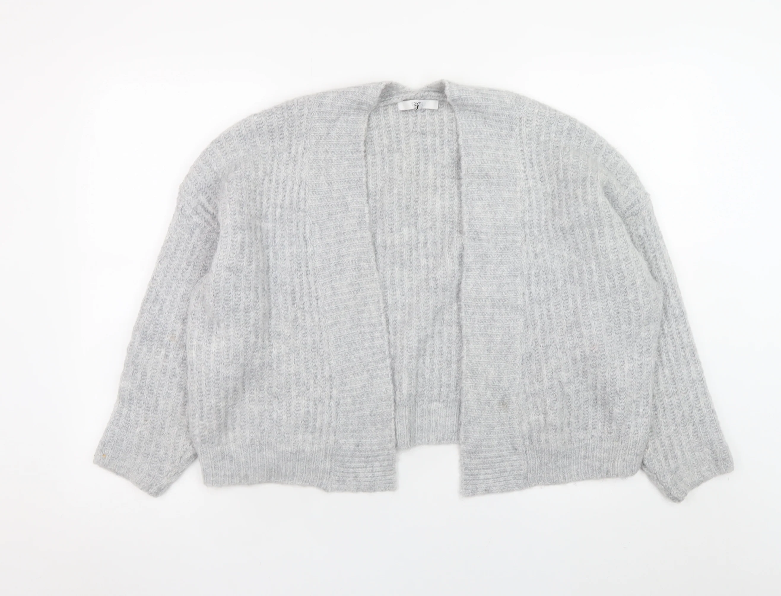 Next Women Grey Chunky Knit Cardigan M Relaxed Fit Long Sleeve